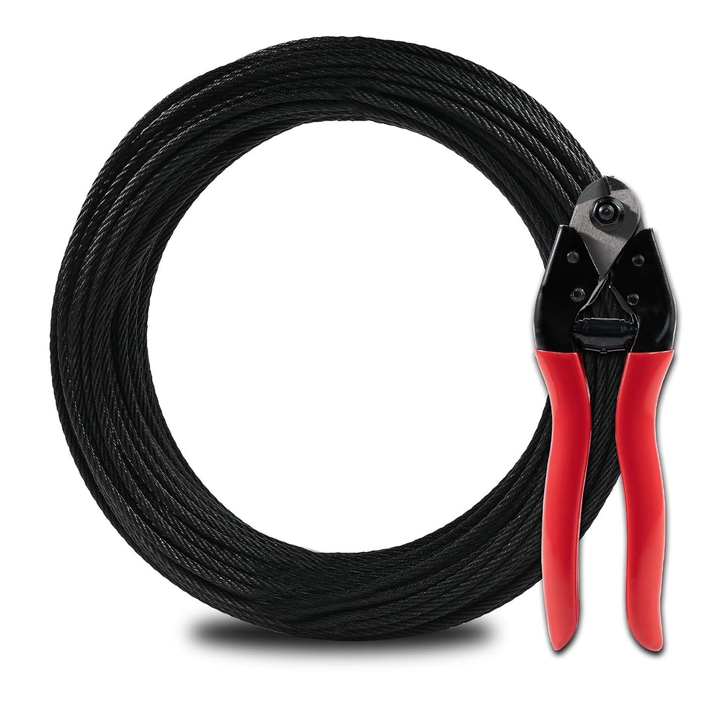 100FT 1/8" Stainless Steel Cable Black 7x7 Strands Aircraft Cable T316 Wire Rope with Cable Cutter 1800lbs Breaking Strength for Deck Cable Railing, Stair, Fence, DIY Balustrades