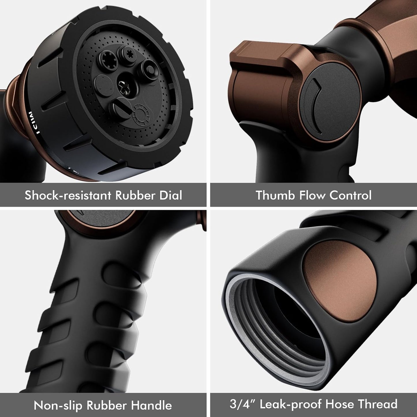 RESTMO Heavy Duty Hose Nozzle, Metal Garden Water Hose Sprayer with 7 Watering Patterns, Thumb Control, On Off Valve, High Pressure Nozzle Sprayer for Watering Plants, Car and Pet Washing