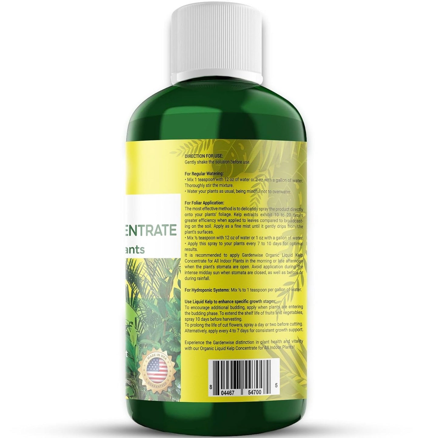 Organic Premium Kelp Seaweed Fertilizer - Liquid Hydroponics Fertilizer - Liquid Plant Food - Nutrient-Rich Soil Enhancer - Natural Plant Food for All Indoor Plants (16 oz)