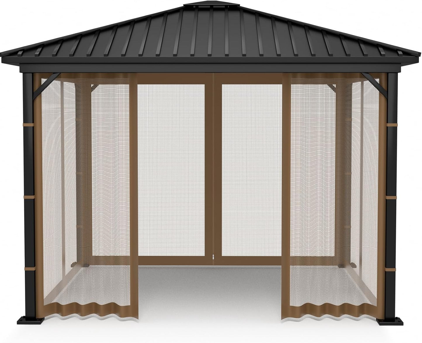 Gazebo Replacement Netting Screen Mosquito Net Screen Walls for 10 x 10 ft Outdoor Gazebo Canopy, 4-Panel with Double Zippers for Outdoor Patio (Only Netting)