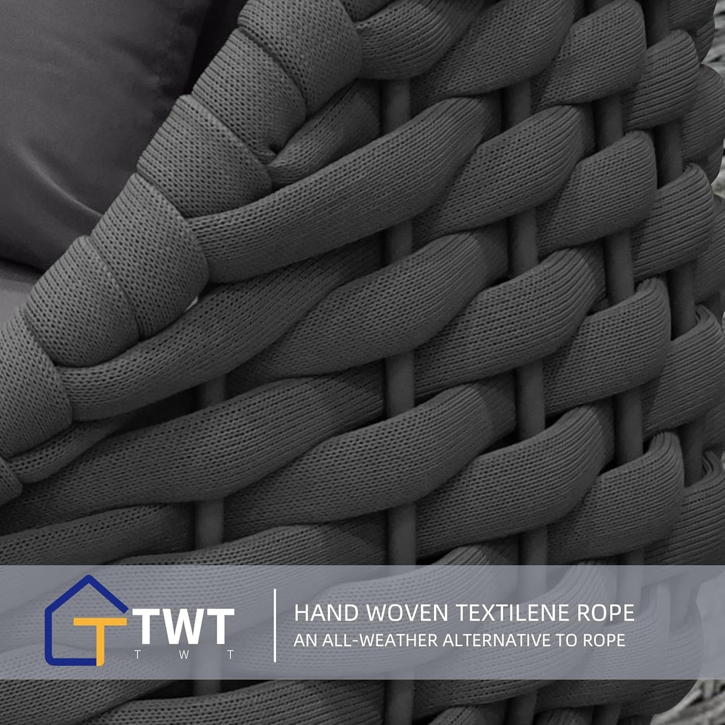 TWT Patio Furniture Sofa Set 4 Pieces Aluminum Outdoor Furniture w/27.8in Coffee Table,Patio Conversation Set with Hand Woven Textilene Rope for Backyard Garden Poolside,Dark Gray