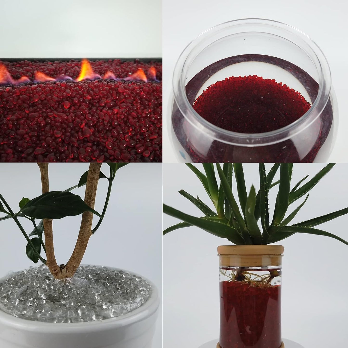 TWINKLING High Luster Round Fire Glass Stones,Glass Marbles Pebbles,Glass Beads Gems for Fire Pit Vase Fillers Crafts Aquarium Garden Decoration,3-6mm,1-Pound Jar (Crystal)