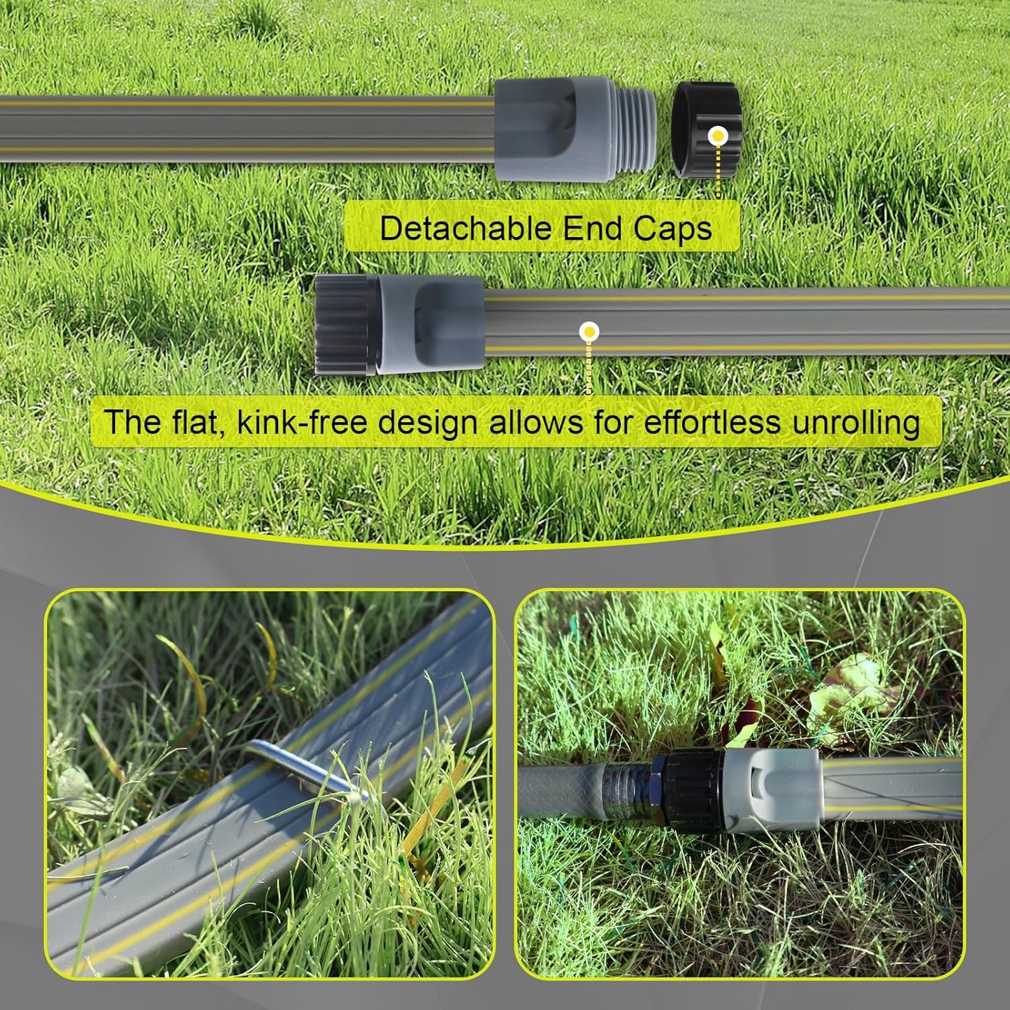 Hopegiver Sprinkler Soaker Hose 50ft 3-Pack Yard Sprinkler Hose 150 ft for Lawn Water Saving with Stakes, Drip Irrigation Hoses Garden Watering System(Grey,50ft 3-Pack)