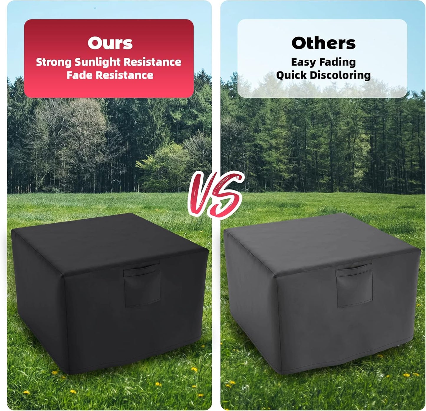 WLEAFJ Fire Pit Cover Square, Fits for 28-32 Inch Gas Fire Table, Heavy Duty Oxford Fabric Outdoor Fireplace Cover, Waterproof Rectangle Firepit Cover, 32 x 32 x 24 Inch, Black