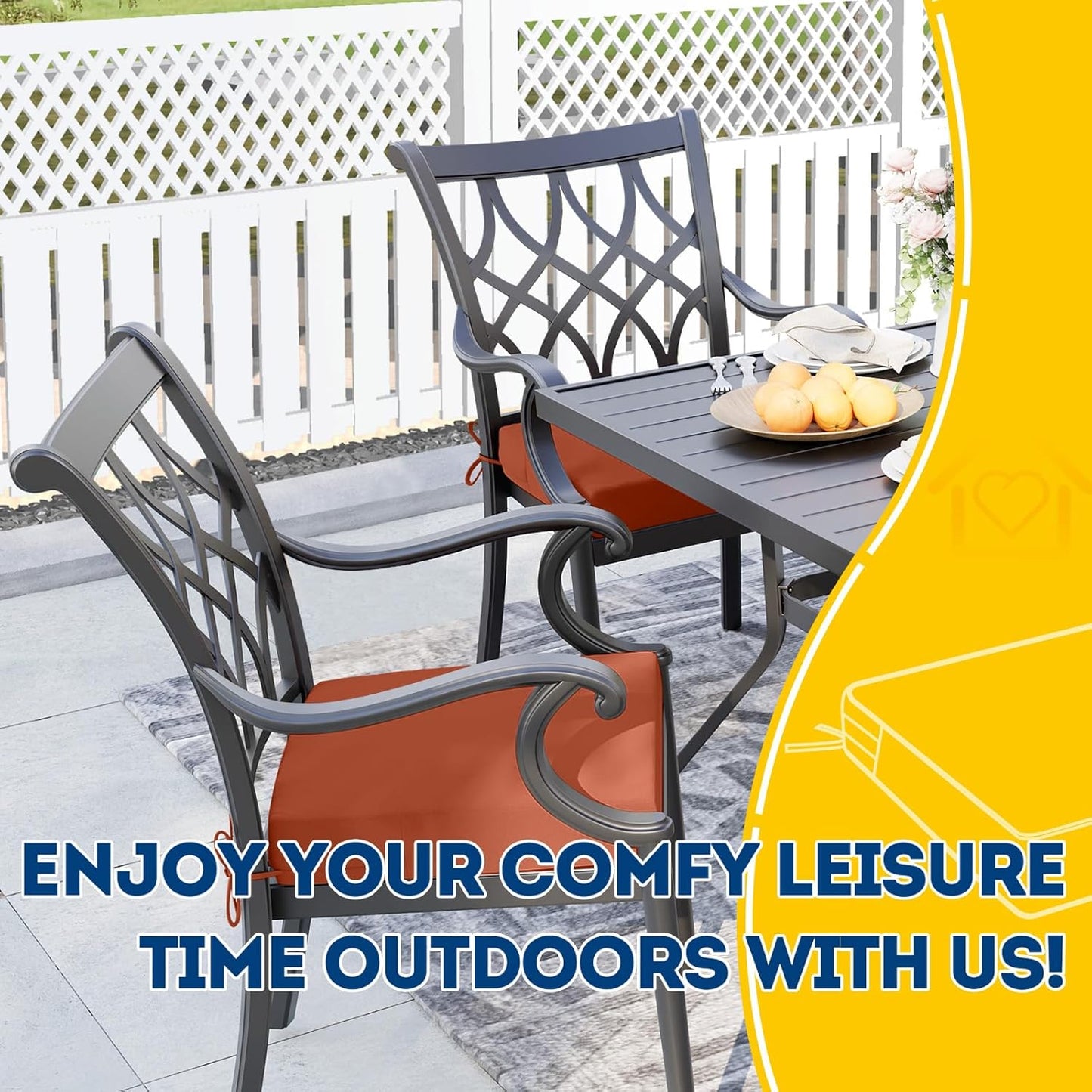 AAAAAcessories Outdoor Seat Cushions for Chairs, Waterproof, Fade-Resistant Patio Furniture Replacement Cushions, 21" x 21" x 4", Set of 2, Rust