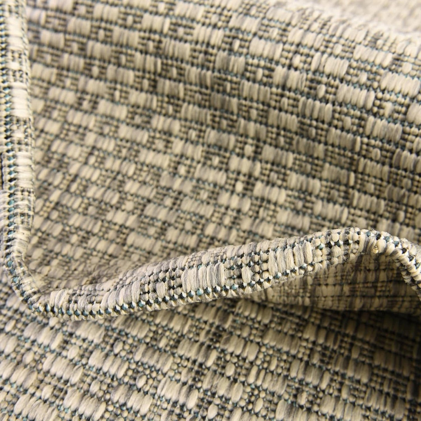 Unique Loom Collection Casual Transitional Solid Heathered Indoor/Outdoor Flatweave Area Rug (5' 1" x 8' Oval, Light Gray/Ivory)