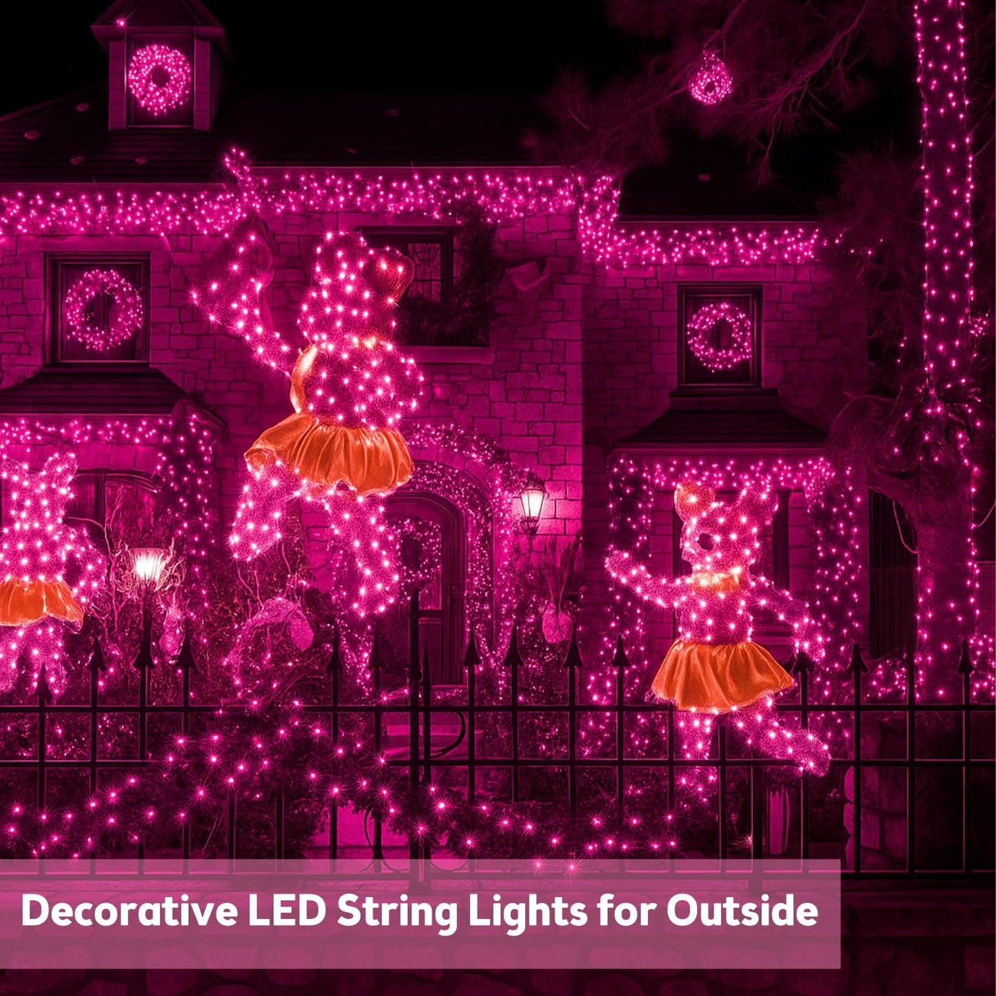 SANJICHA Pink Extra-Long Solar String Lights, 2-Pack 400 LED Solar Valentine Day Lights, Waterproof Copper Wire 8 Modes Solar Twinkle Fairy Lights for Mother's Day Tree Garden Party Wedding (Pink)