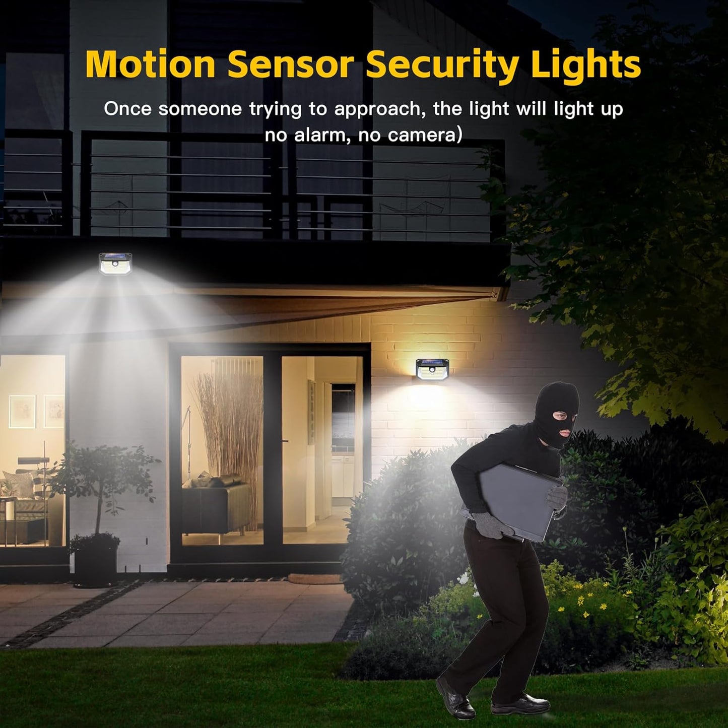 Solar Lights Outdoor Motion Sensor, 178 LED 300LM Waterproof IP65, Wall Mounted Security Light with 3 Modes, 270° Wide AngleWide Angle, Solar Powered for Garden, Yard, Patio, Front Door(2Pack)