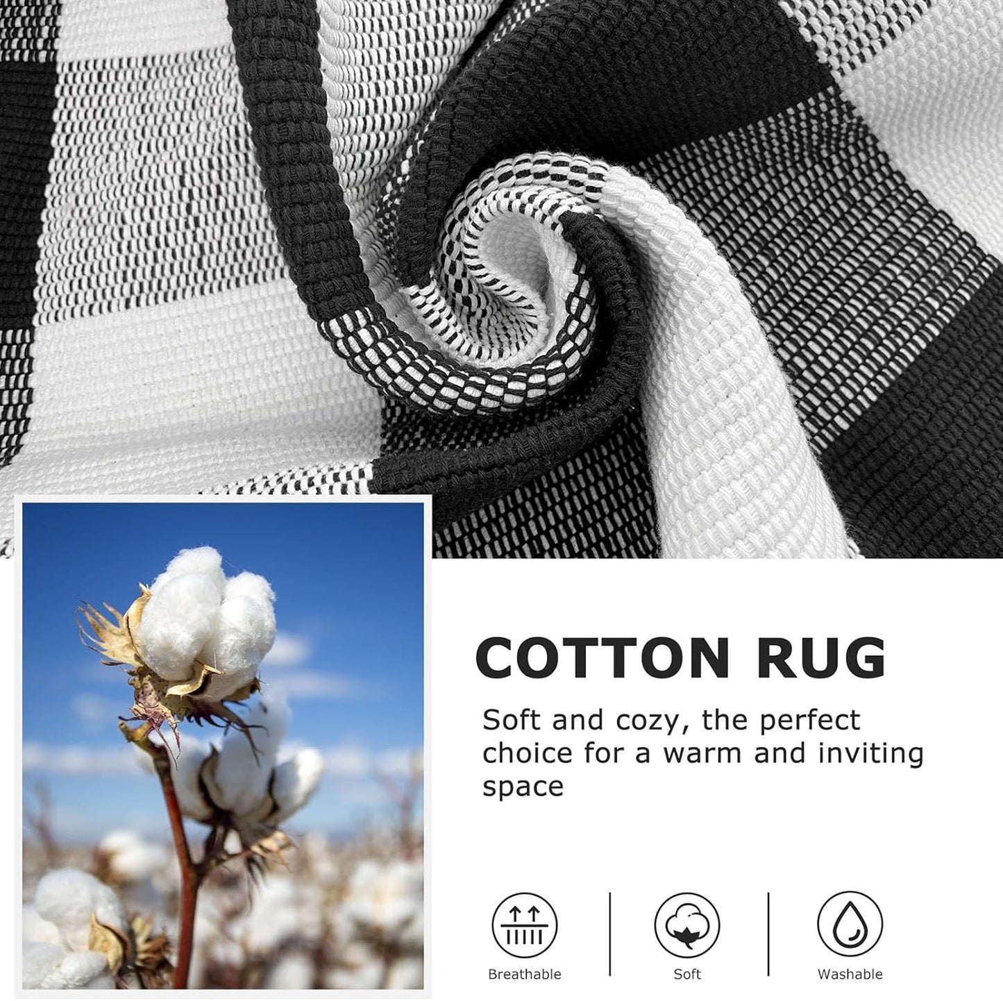 IOHOUZE Buffalo Plaid Checkered Rug 4x6 Ft Front Door Mats, Washable Area Rugs for Front Porch Decor, Spring Summer Welcome Mats Outdoor, Gray White Rug for Farmhouse/Entryway/Home Entrance