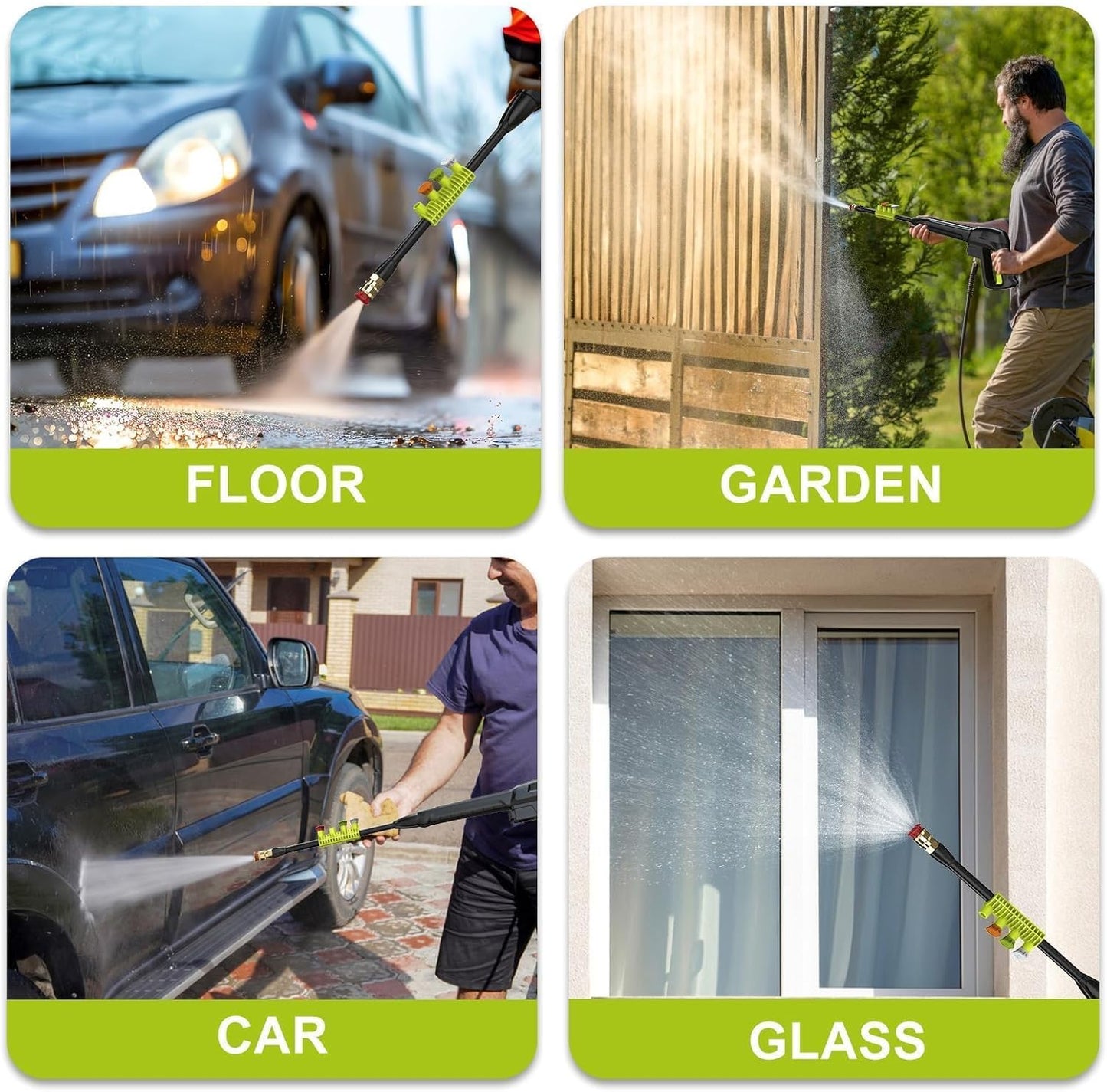 Pressure Washer, 5000PSI Max 3.6GPM with Foam Cannon 35FT Power Cord 4 Nozzles for Cars, Green