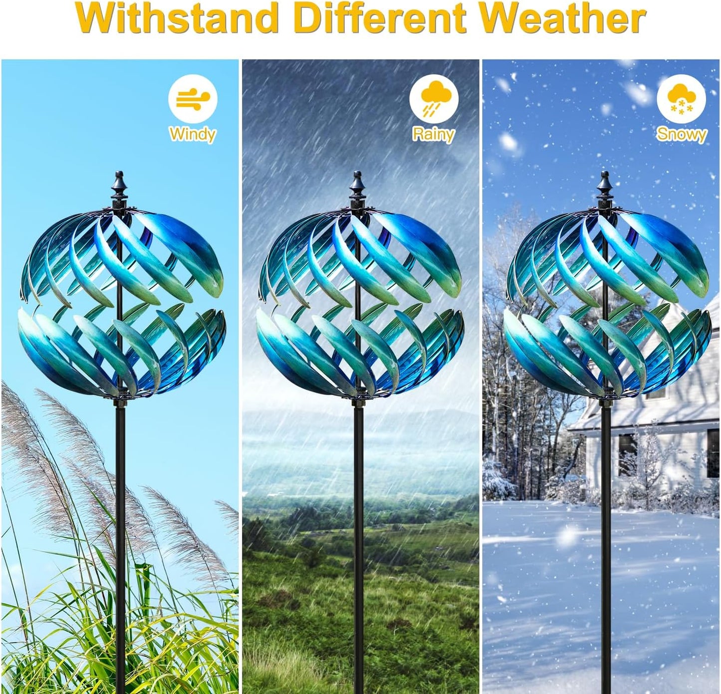 LimeHill Wind Spinner for Yard and Garden - Large Metal Kinetic Wind Sculptures for Outdoor Decorations