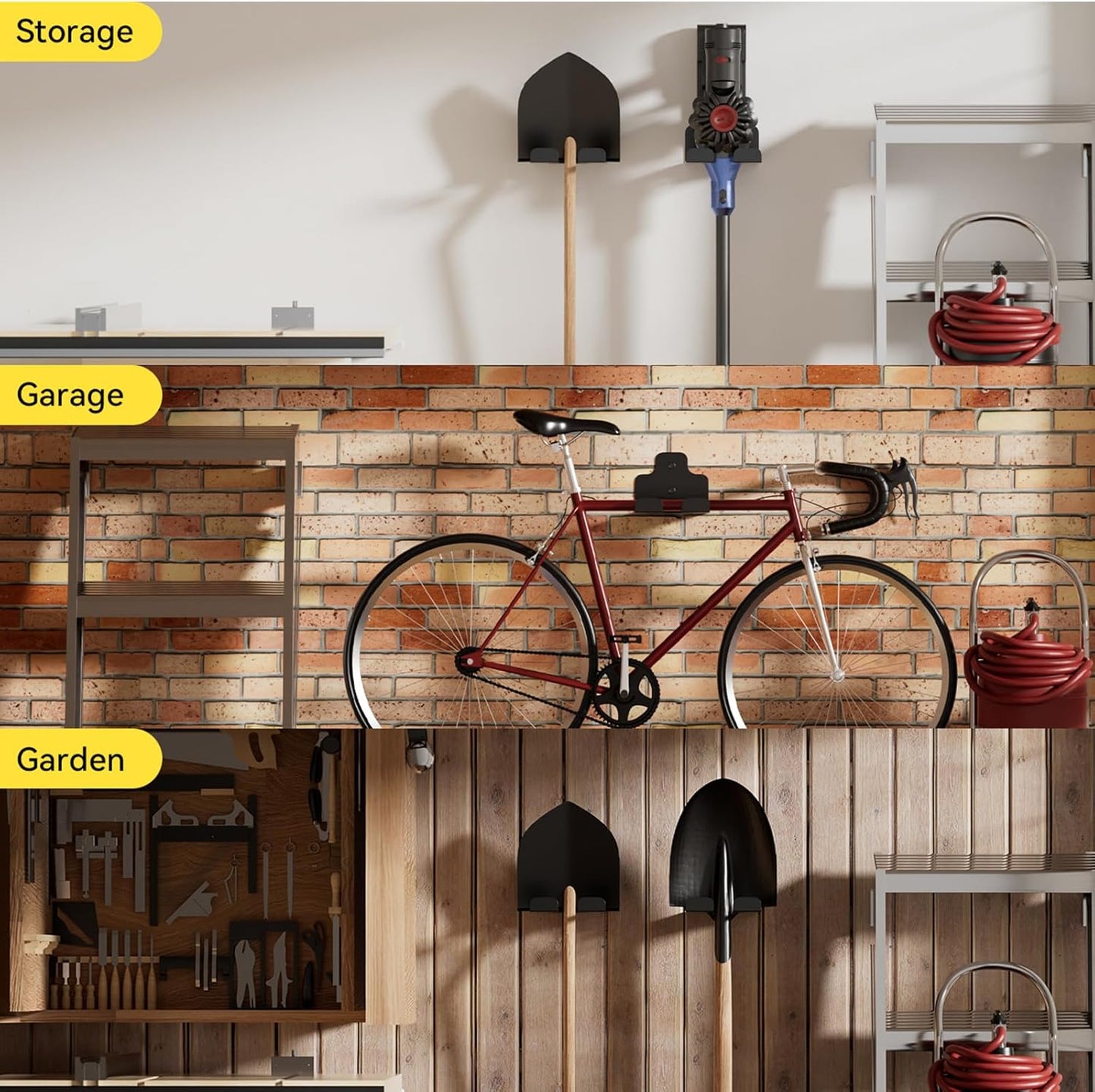 Garage Organizer Trimmer Rack, Garden Power Tool Hanger Weed Whackers Holder Wall Mounted for Grass Trimmer, Hedge Trimmer, Garage Trimmer, Garden Tools,4 Pack