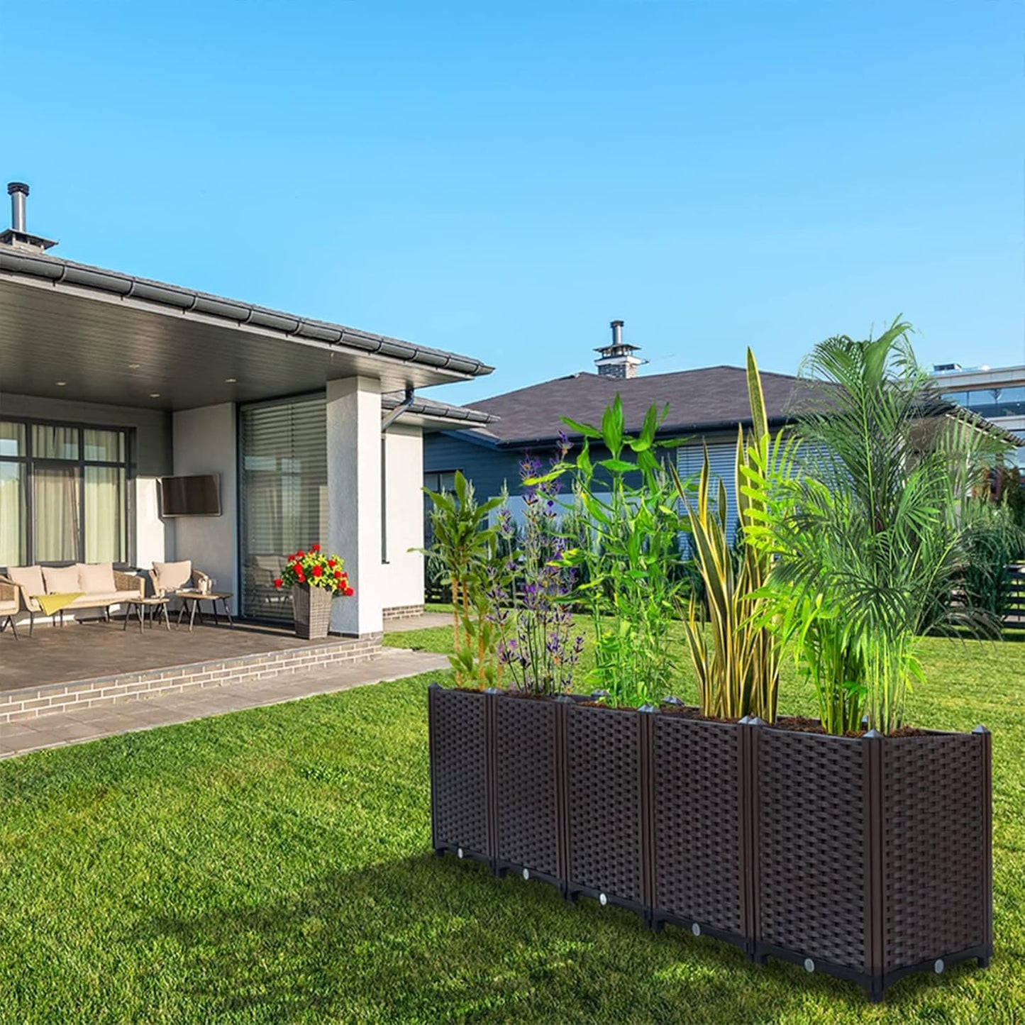 Raised Garden Beds Outdoor for Vegetables, Flowers, Herbs, Garden Box with Drain Outlet, Heat and Frost Resistance Planters 79 X 16 X 21 in