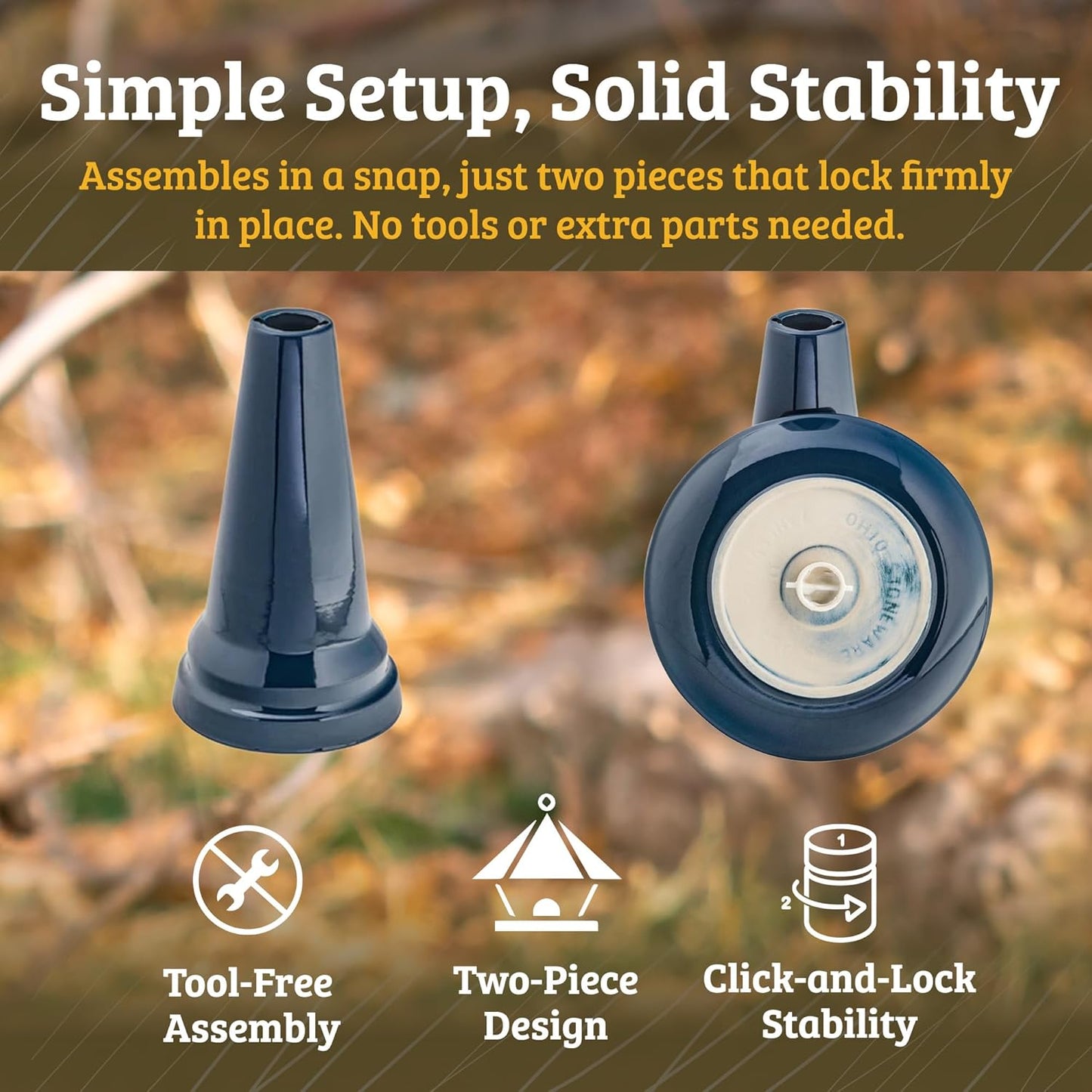 Birds Choice Ohio Stoneware Bird Bath | Pedestal Bird Bath, Stable Locking Top | Weather-Resistant Ceramic Clay, Glazed Finish | Outdoor Garden & Patio Decor | 22" H x 17" D, Summer Green