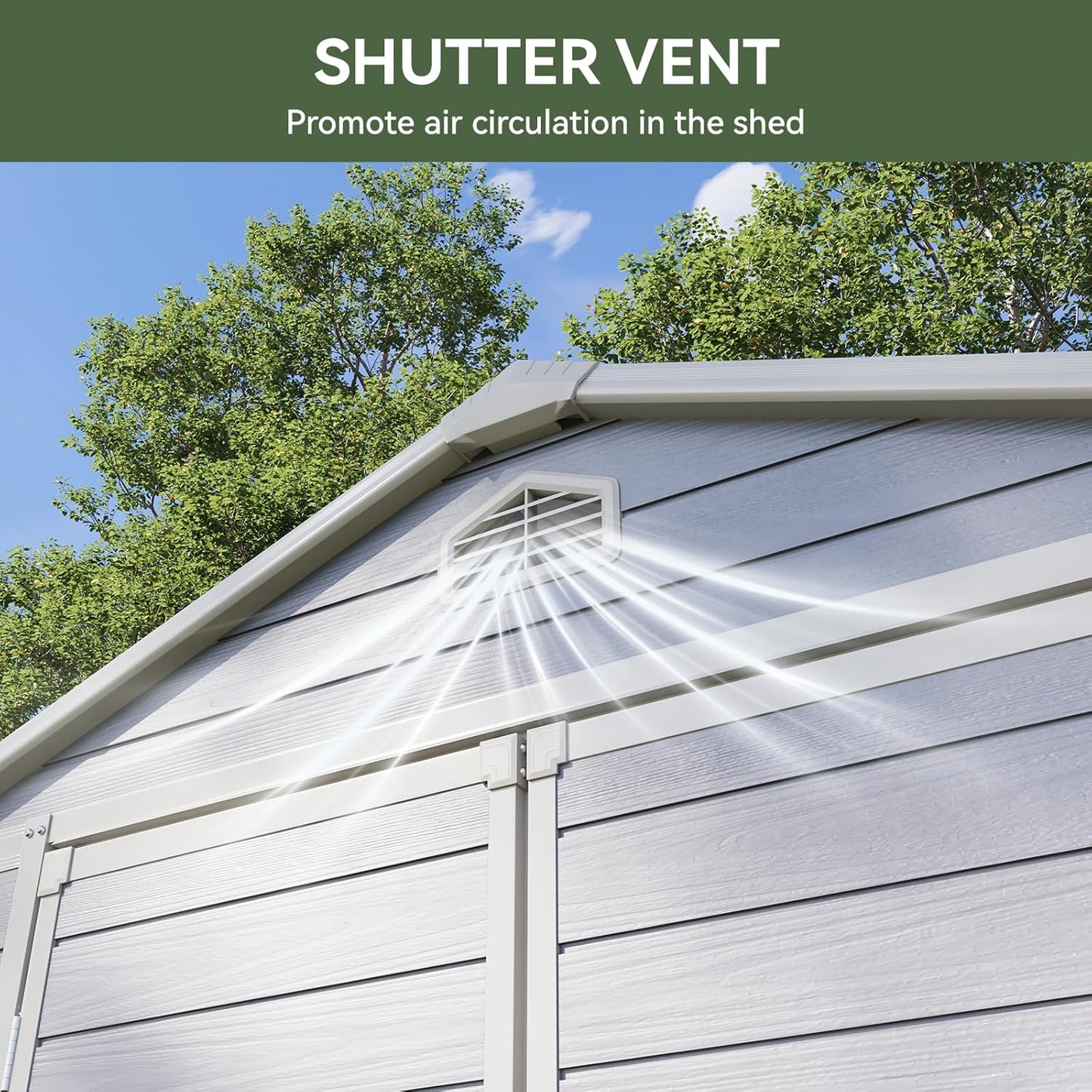 Aoxun 8 X 6.2 FT Resin Storage Shed Outdoor Plastic Large Garden Shed with Lockable Door, Floor for Backyard, Garden, Patio, Lawn, Grey (Grey, 8' x 6.2')