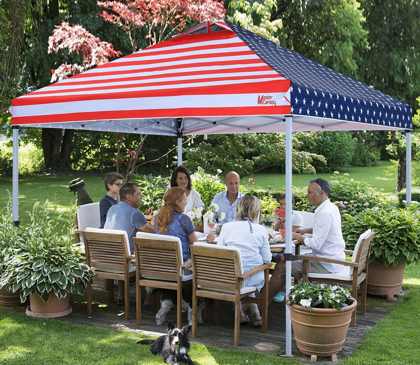 MASTERCANOPY Durable Pop-up Canopy Tent with Roller Bag (10x10, American Flag)