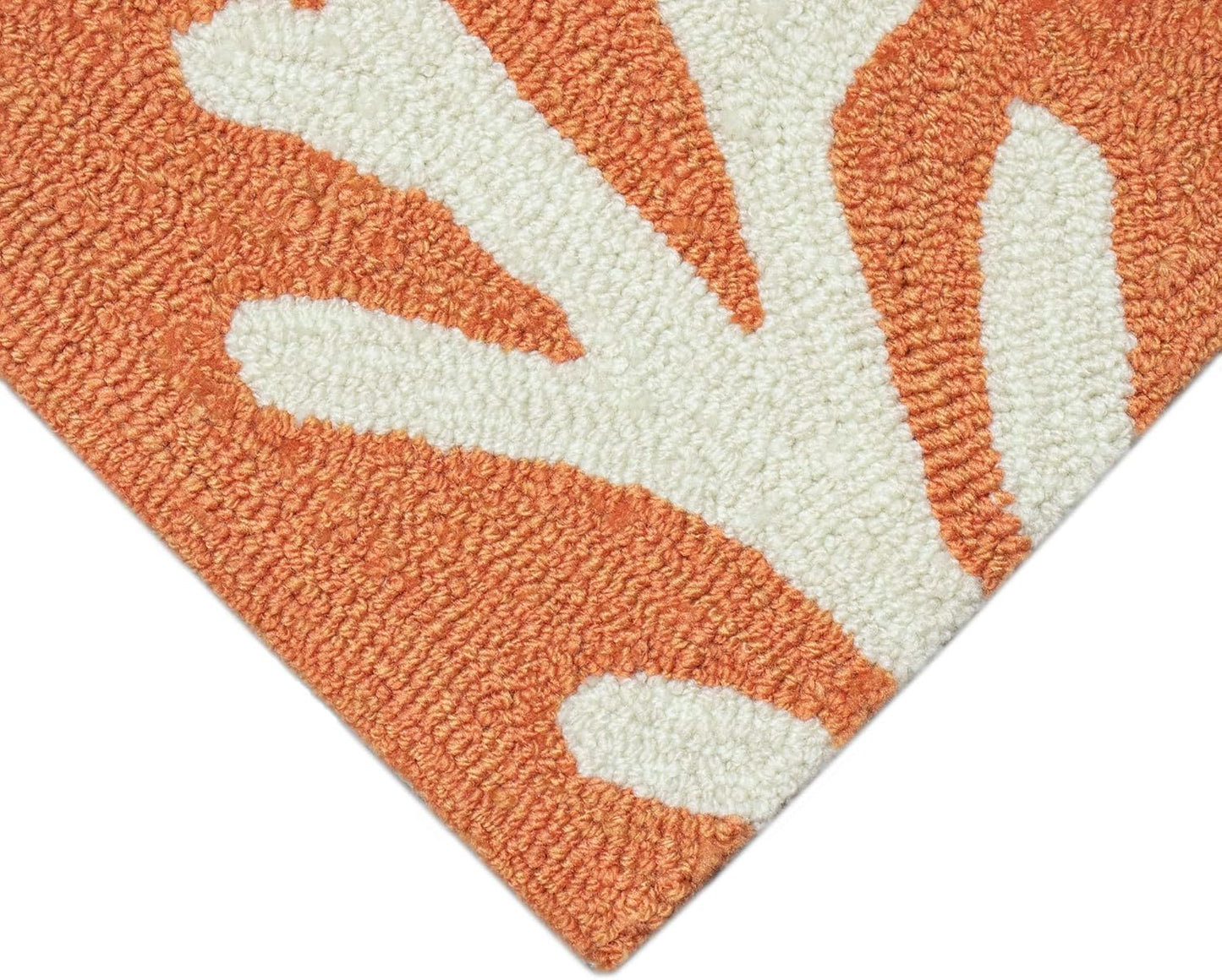 Liora Manne CAPRI Indoor/Outdoor Handmade Synthetic Blend Durable Area Rug - Traditional Border Coastal Beach Accent (Coral Border Coral) (2'6" x 4')