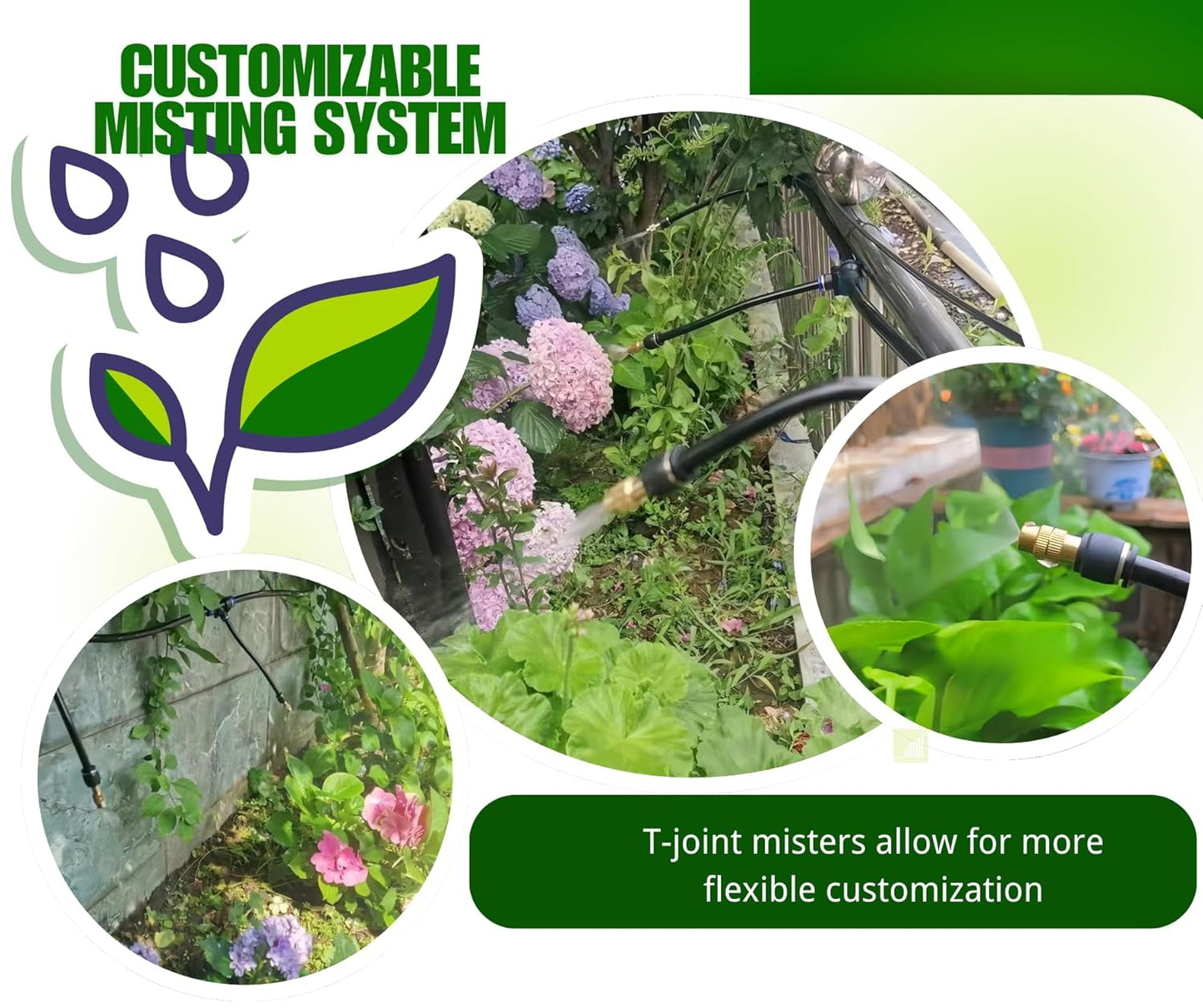 5pk Brass Misting Nozzles Tee 8 inch 360 Degree Adjustable Copper Sprayer, Compatible with1/4 trubing Hose Watering Plant Drip Irrigation Pneumatic Fittings Connection for Watering Garden(5pk)