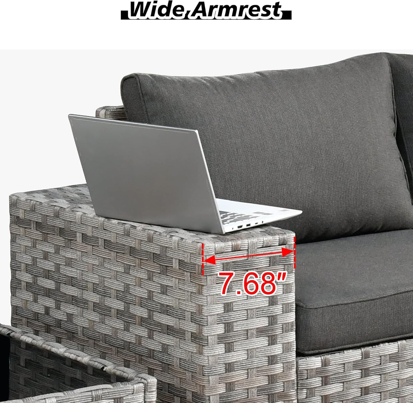 HOOOWOOO 9 Piece Modular Patio Outdoor Sectional Furniture Set with Large Propane Fire Pit Table,Wicker Conversation Sofa Set with Swivel Chairs,Outside Couch Set(Black)