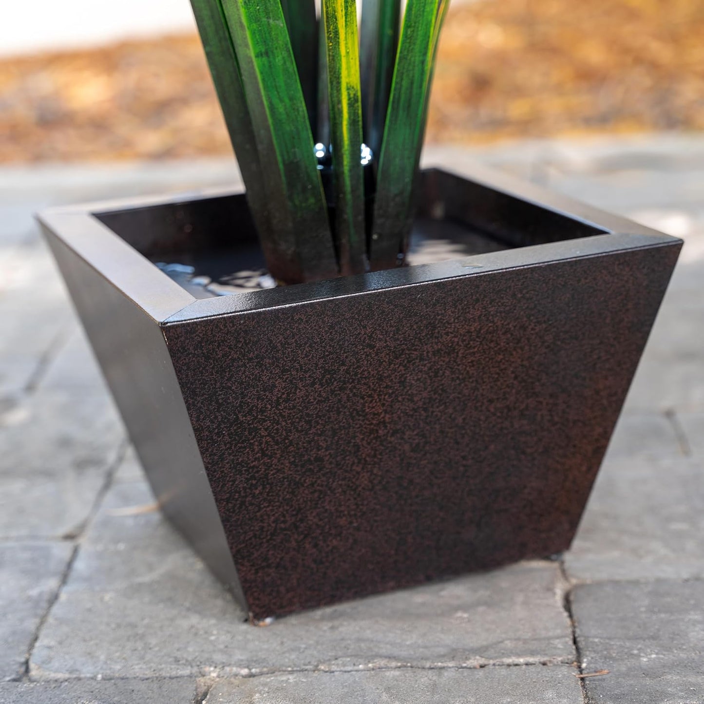 XBrand Freestanding Sculptural Metal Multi-Tiered Flower Water Fountain, w/LED Lights, Multicolored, 39" Tall