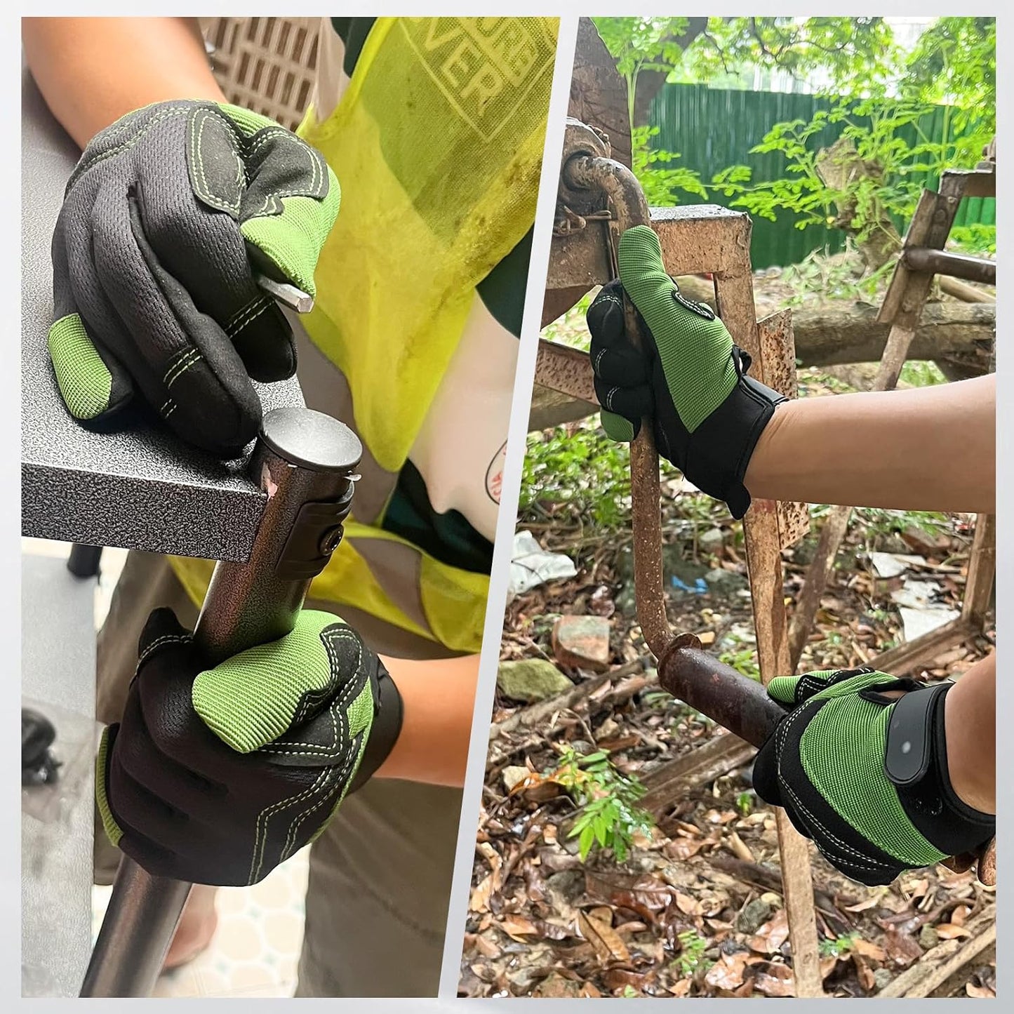Gardening Gloves for Men and Women, Thorn Proof & Puncture Resistant Working Gloves, Gloves for Safety Work and Gardening, Gardening Gifts, Synthetic Leather Spandex Mechanic with Touchscreen Support