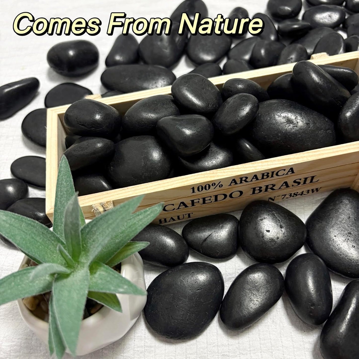 2lbs Black Natural Decorative River Rocks– 1-2 Inch Polished Pebbles for Garden Landscaping, Indoor Home Décor, Outdoor Paving, Gravel Filler for Fish Tank, Stone for Painting