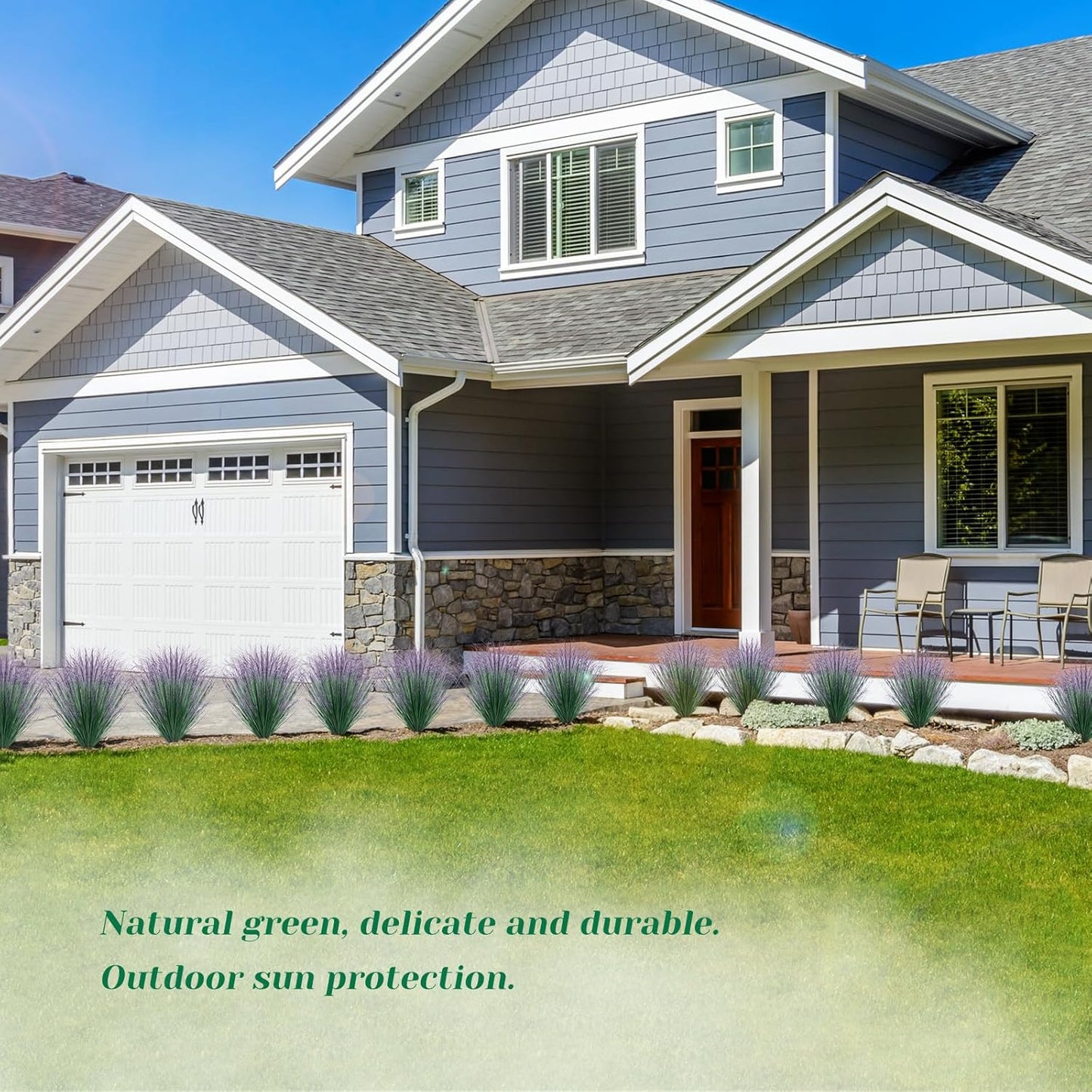 24Pcs Artificial Grass Plants, Faux Shrubs Wheat Grass, Artificial Tall Grass Fake Plants for Outdoor Decor,Artificial Greenery Stems Weed for Room Indoor Home Decor(Green Purple Tail)