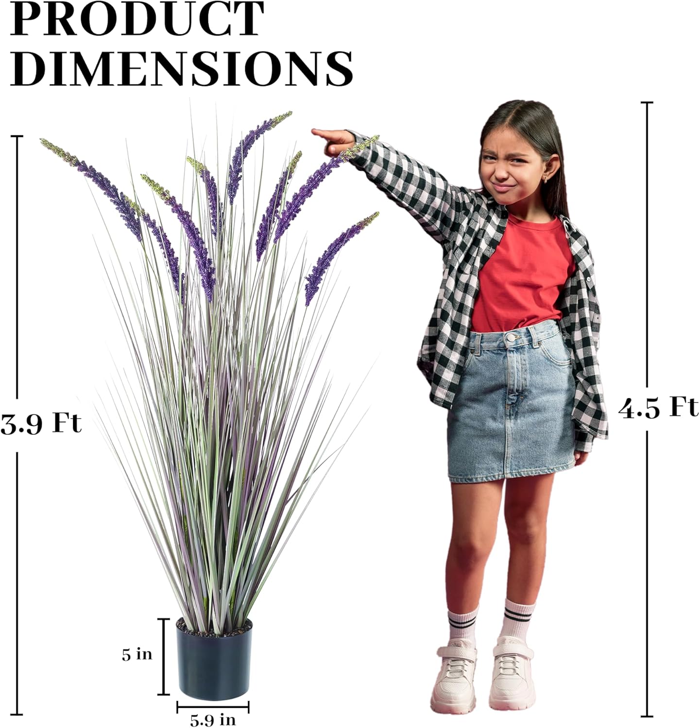KOL 4ft Artificial Veronica Spiked Speedwell Grass, 47in Faux Veronica Spicata Flower, Tall Fake Reed Grass for Home Office Garden Wedding Decor, Indoor Outdoor Fake Plant, UV-Resistant, Purple