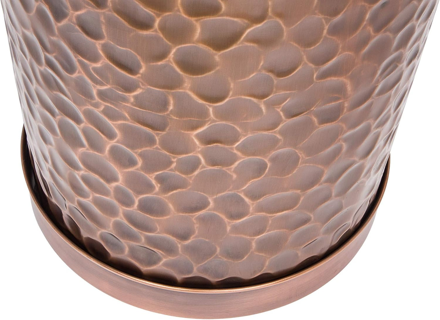 H Potter Large Outdoor Planter Tall Planter with Tray Indoor Copper Flower Pot Decorative Weather Resistant Garden Urn Deck Patio Plants Herbs Flowers Entryway Hallway Porch