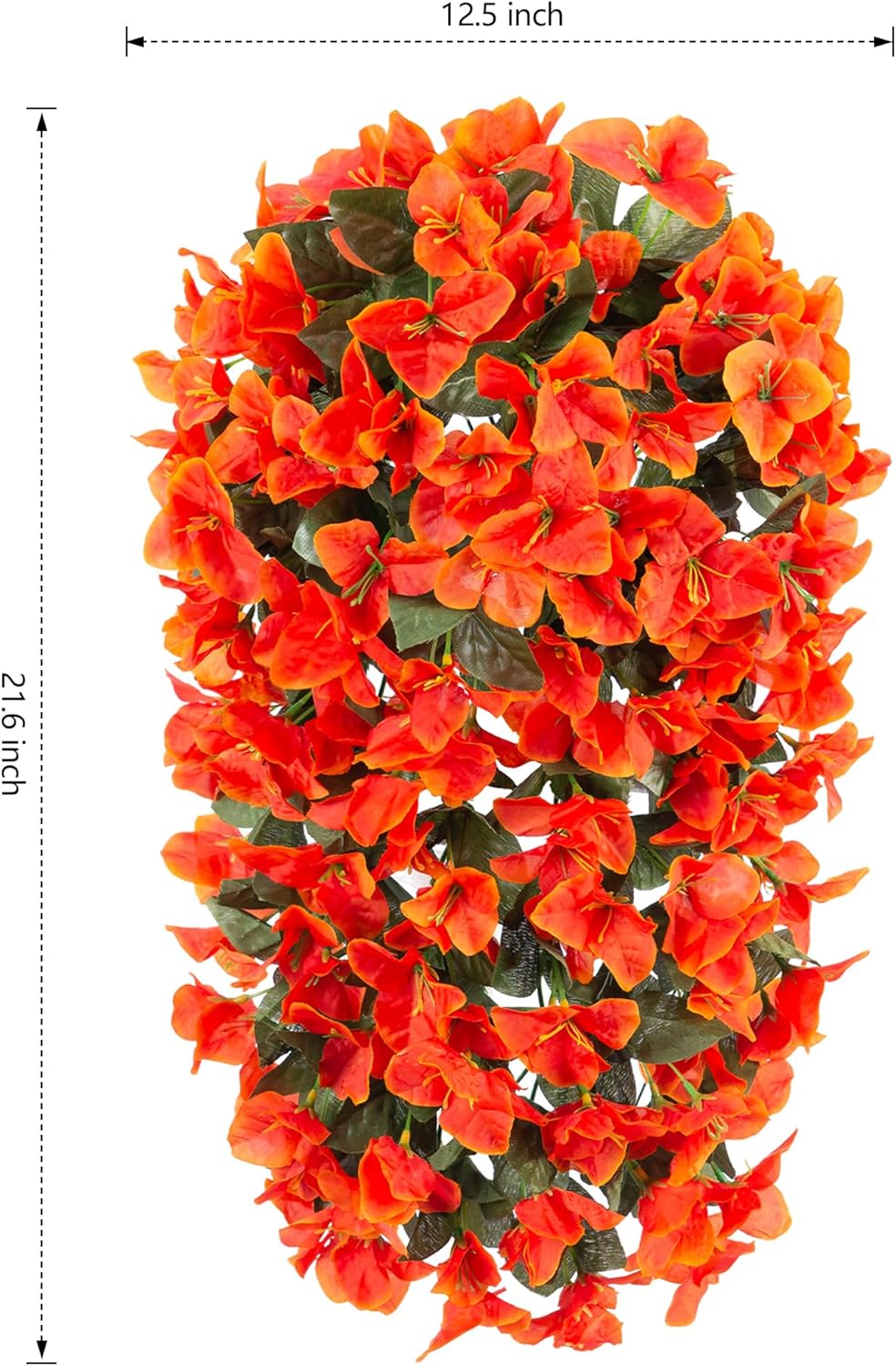 Bougainvillea Artificial Fall Hanging Flowers Plants for Outdoors Autumn Decoration, 2pcs Faux Bougainvillea Vines Orange Fake Flowers Realistic UV Resistant Silk Flowers for Outside Planter Yard Home