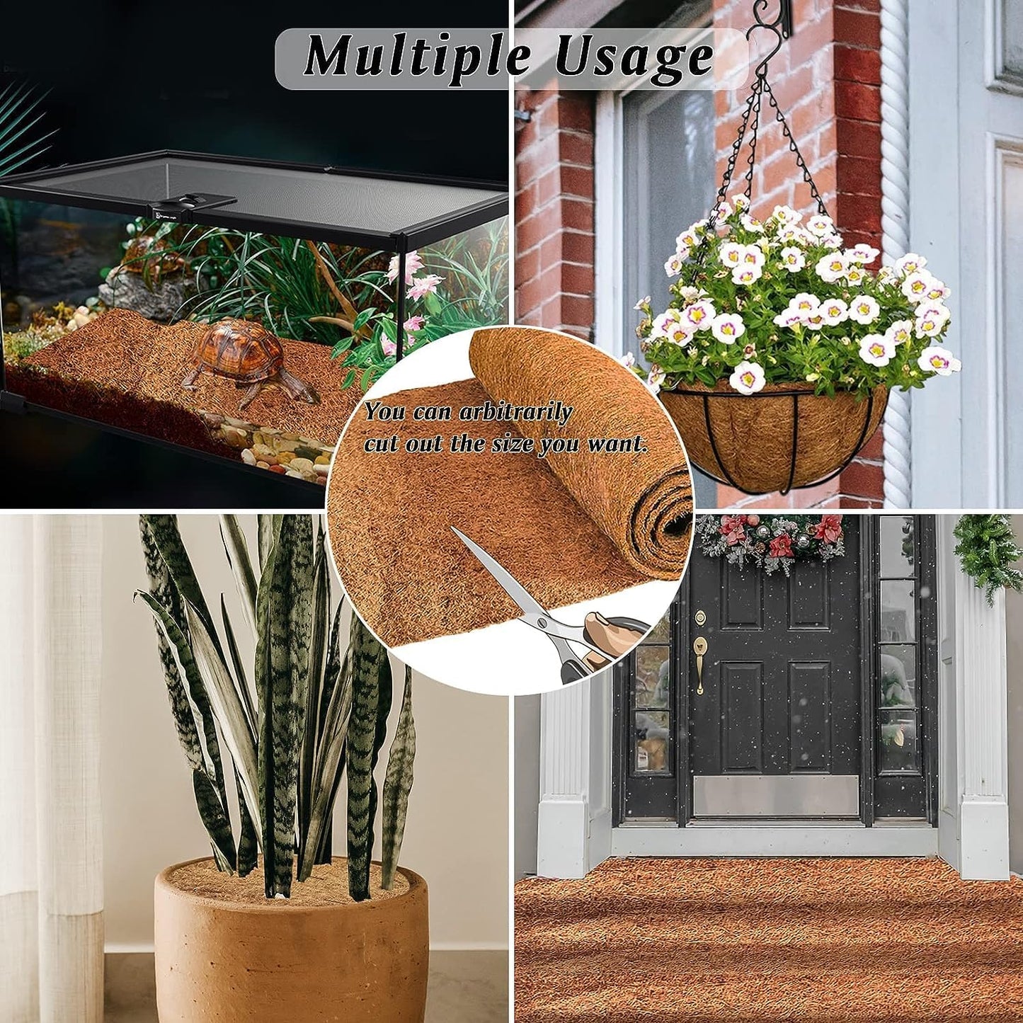 4 Pack Thickened No Slip Ice and Snow Carpet-16×118x0.28 Inch Natural Coconut Fiber Carpet Mat Walking Safety, Winter Walkway Carpet Runner for Front Door Hallway Stairs Outdoor Patio Porch Garden