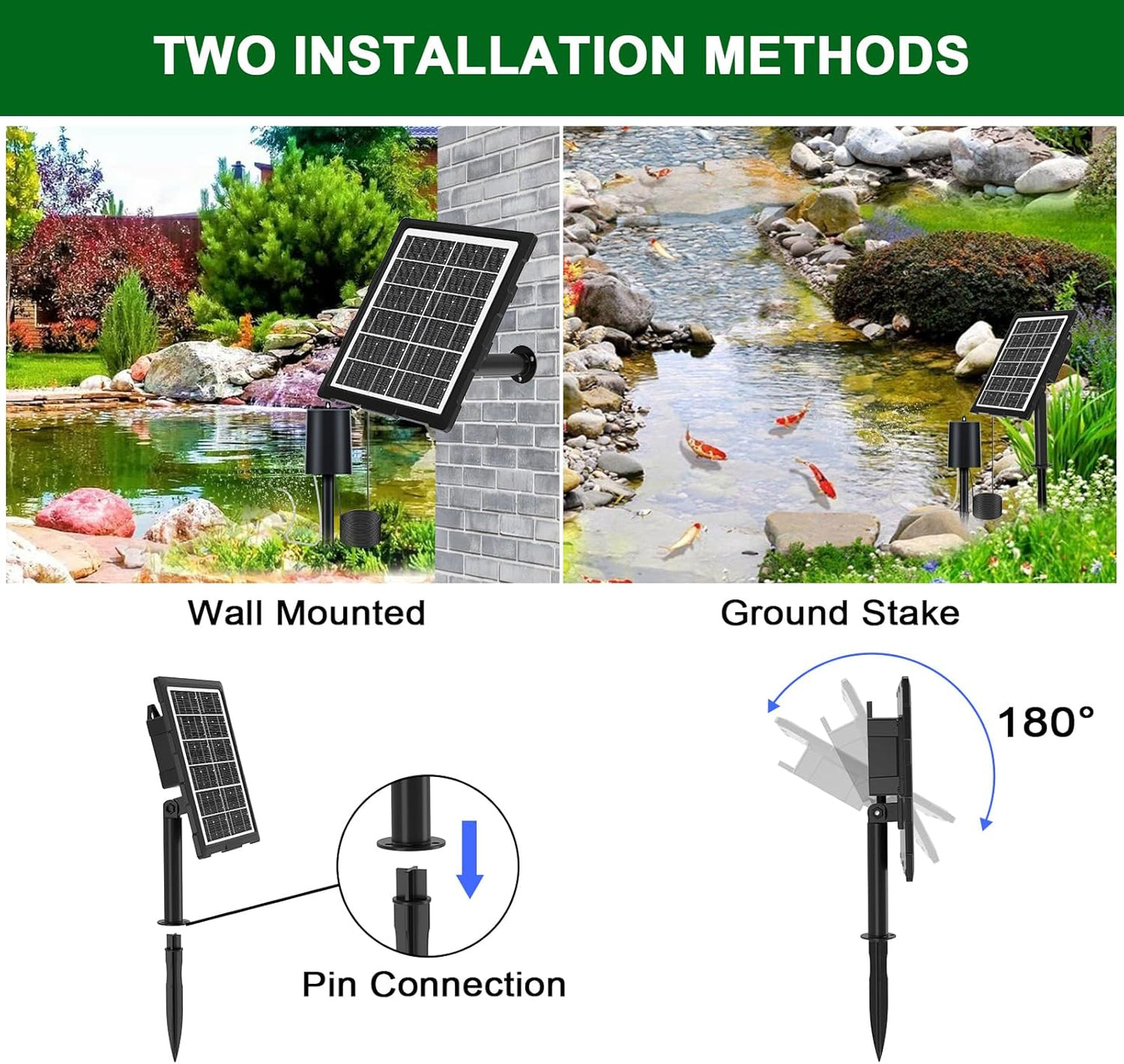 Upgraded Digital Display Solar Pond Aerator, 3 Working Modes(Low/Med/High) Solar Aerator for Outdoor Ponds with Timing Function, Solar Air Pump with Bubble Regulator for Small Ponds, Fish Tanks