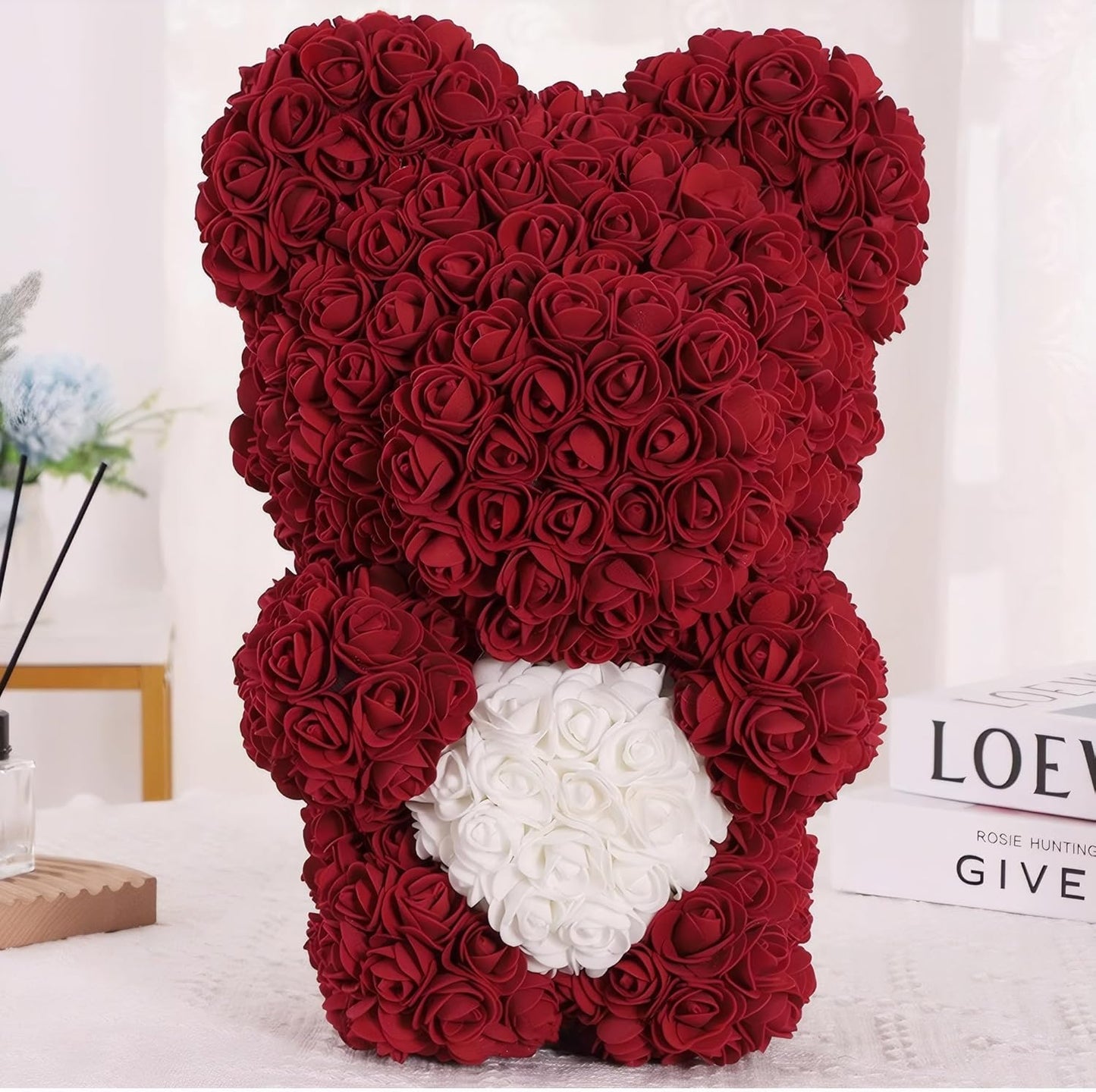 500 Pcs 1.4 Inch Mini Artificial Flowers Head Bulk 5 in 1 Set Faux Foam Fake Small Rose Tiny Baby Flores Bouquet Cake Gift Home Decoration DIY Craft (Wine Red, Burgundy)