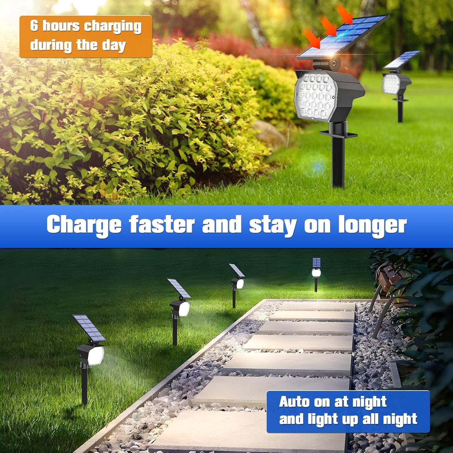 APONUO Solar Spot Lights Outdoor Waterproof 8 Pack IP67,23 LED 3 Lighting Modes Solar Landscape Lights Outdoor for Yard Garden House Garage Pathway