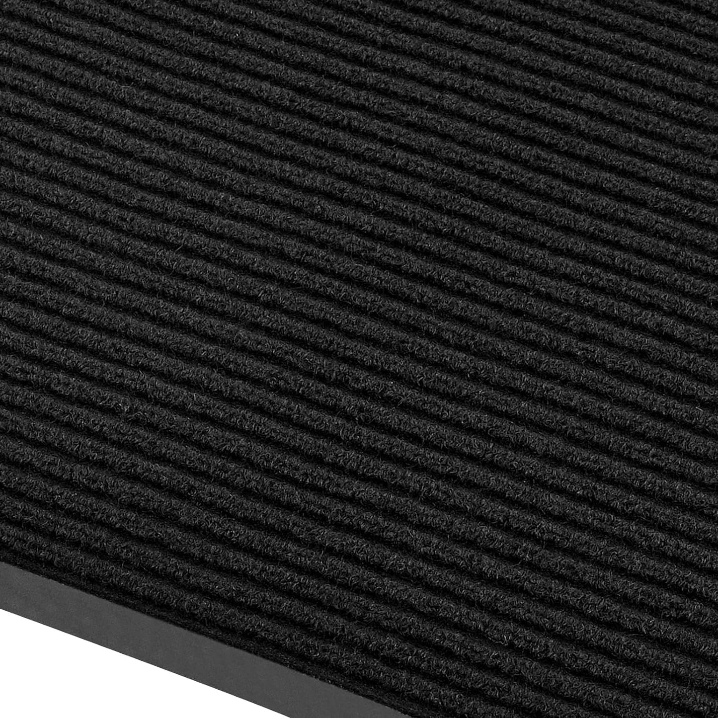 fani Heavy Duty Large Outdoor Indoor Entrance Black Doormat Waterproof Low Profile Entrance Rug Front Door Mat Patio Anti-Skid Rubber Back, 48x120 inch (Jet Black)