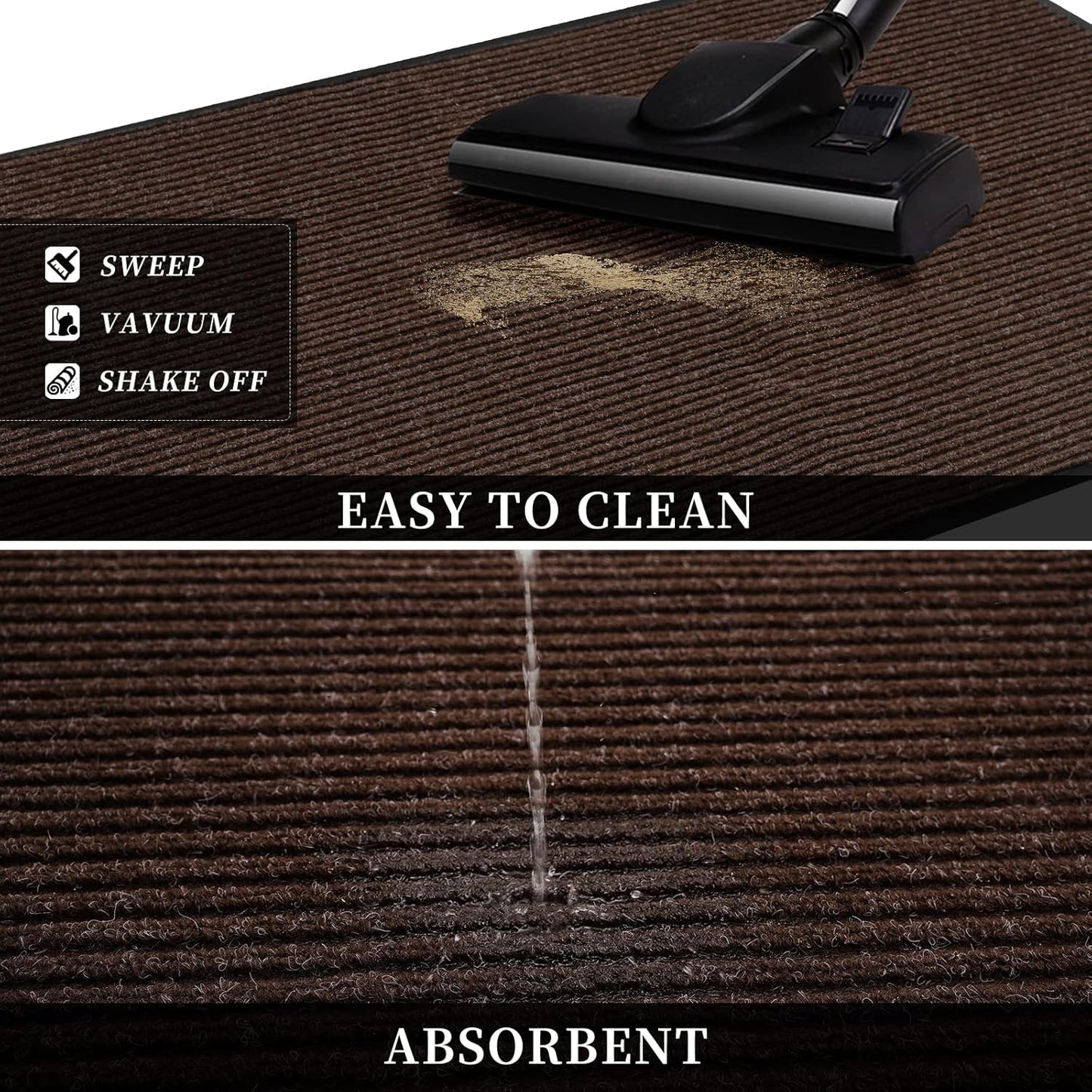 Profile Rubber Door Mat, 35x23inch, Heavy Duty, Entrance Doormat, Indoor and Outdoor, Waterproof, Easy Clean Shoe Scraper, Home Rug Welcome Mats for Entryway, Patio, Porch, Brown
