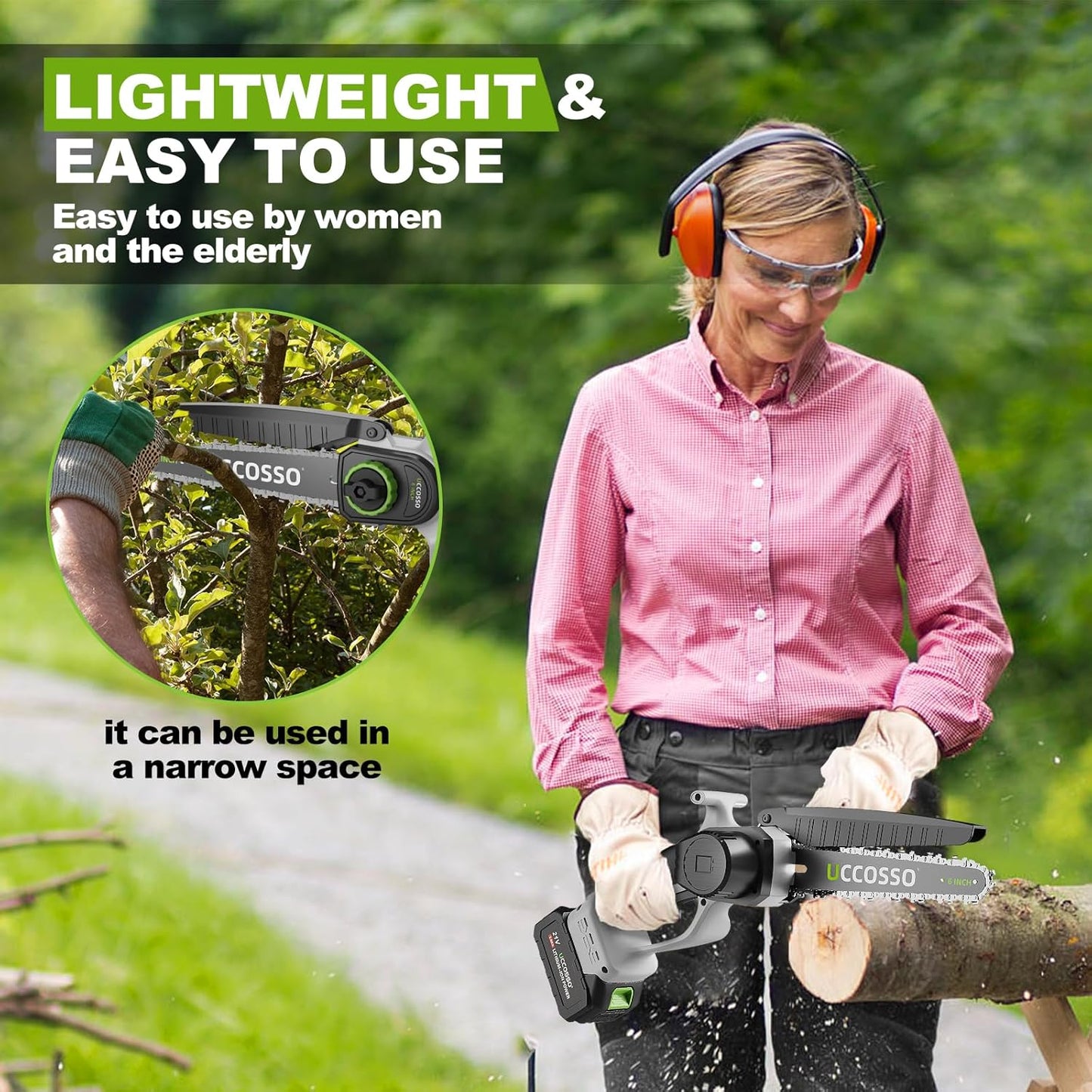 Mini Chainsaw 6 Inch Cordless Hand-Held Electric Chain Saw,Small Chainsaw 2×3.0Ah Battery Powered Safety Lock for Tree Trimming, Branches, Wood Cutting