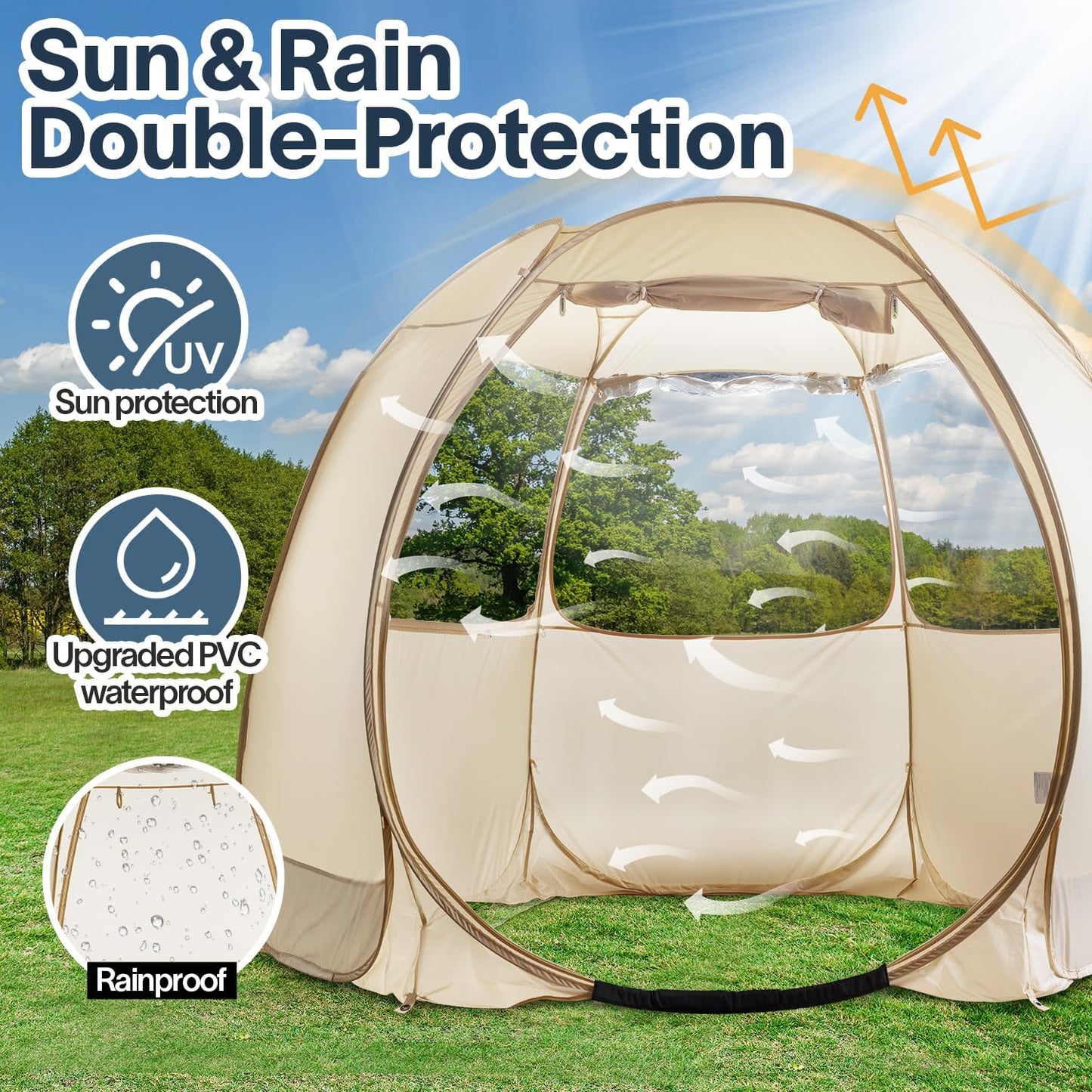 Alvantor Screen House Gazebo, 6-10-15 Person Pop Up Igloo Screened Canopy Tent with Mosquito Netting Sides, Instant UV Resistant Sun Shelter for Garden, Patio, Backyard