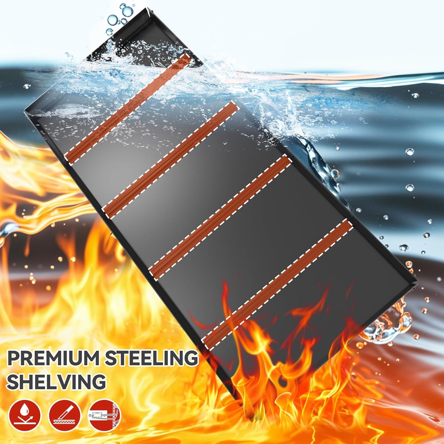 REIBII 2500LBS Garage Shelving 72" H Storage Shelves 39.8" W Metal Shelving Adjustable Garage Storage Shelves 5 Tier Heavy Duty Shelf for Basement Pantry Kitchen Warehouse