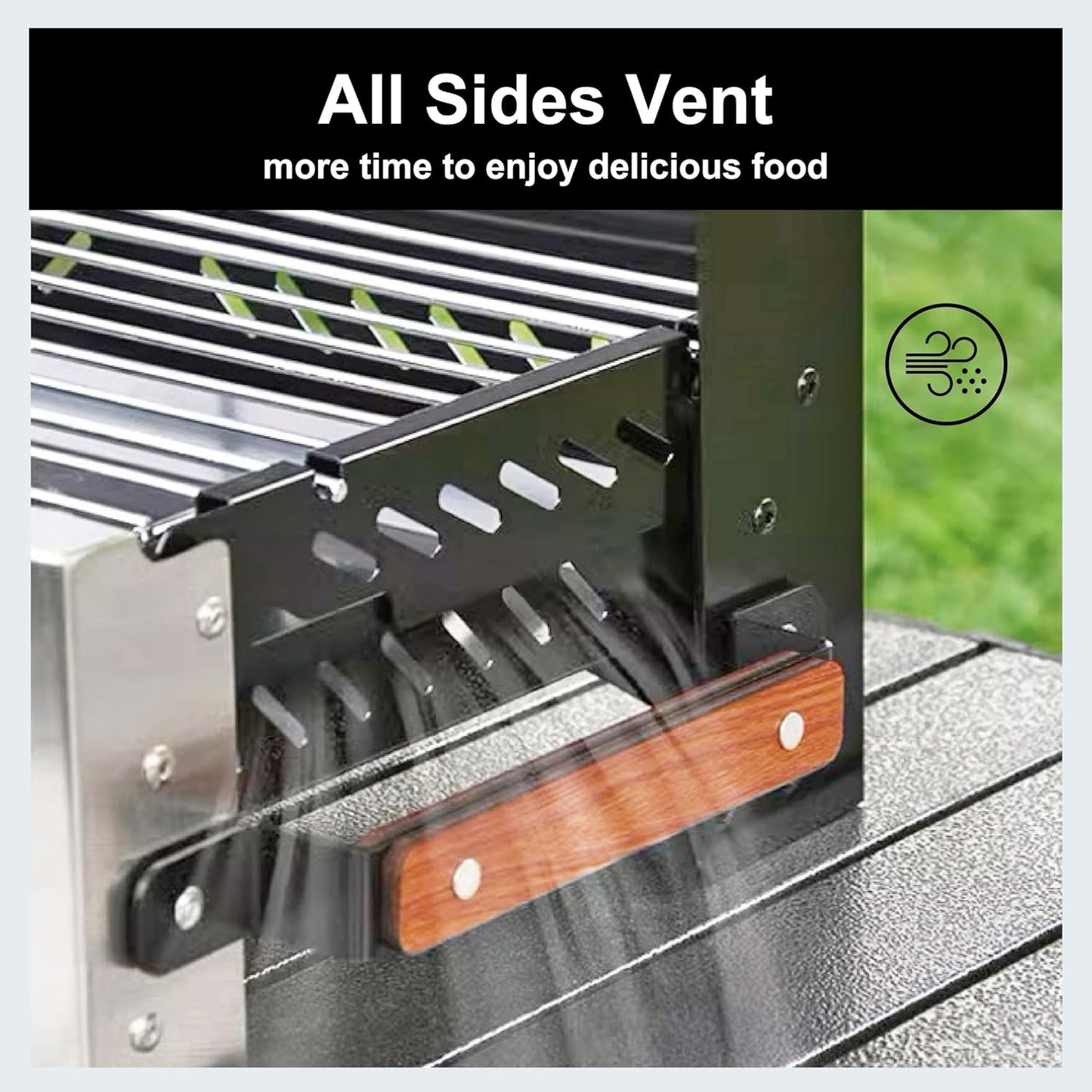 Charmline 19x13in Foldable Portable Grill Charcoal, Compact Grills for Outdoor Use, Desktop Charcoal Grill for Indoor Use, BBQ Grill for Camping, Picnics, Gardens and Beach Parties, Black