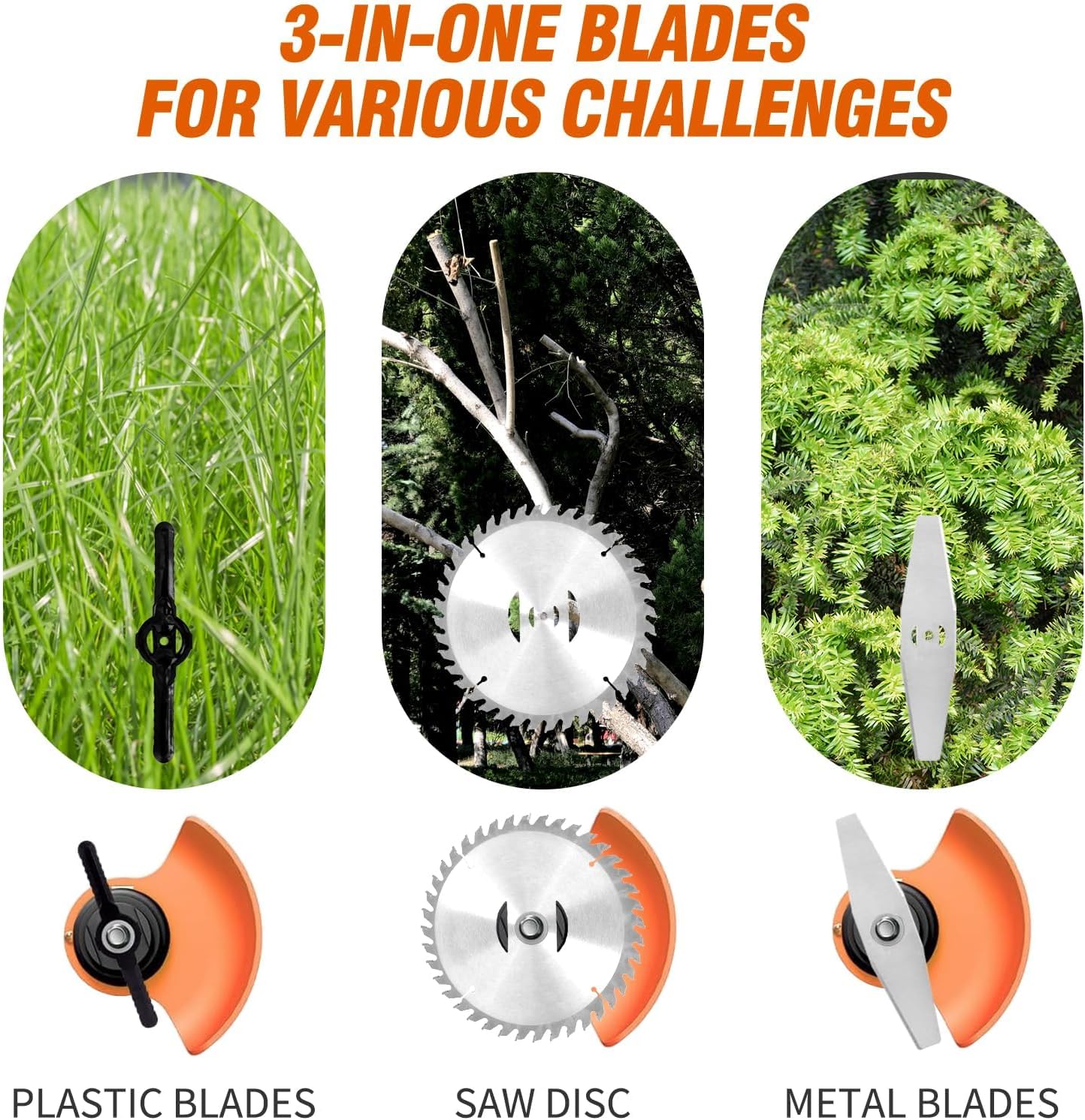 ALSO GO 21V Electric Weed Eater with Wheels,Cordless Battery Weed Wacker with Charger, 3 in 1 Brush Cutter/String Trimmer/Grass Trimmer/Lawn Mower,Edger for Garden and Yard Lawn,2 Batteries Include