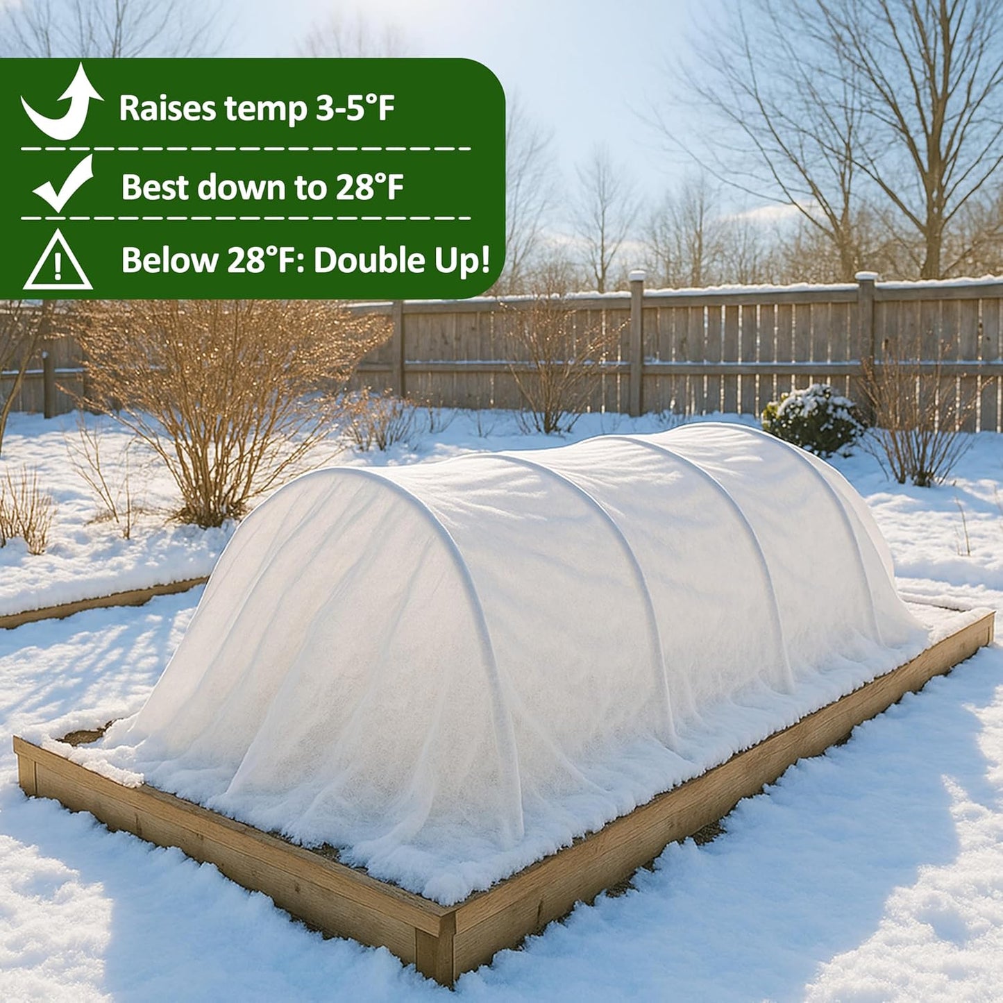 Gardzen 1.5 oz Plant Covers Freeze Protection, Reusable 10ft x 30ft Floating Row Covers, Thicker Frost Blankets for Outdoor Plants, Pests Protection, White