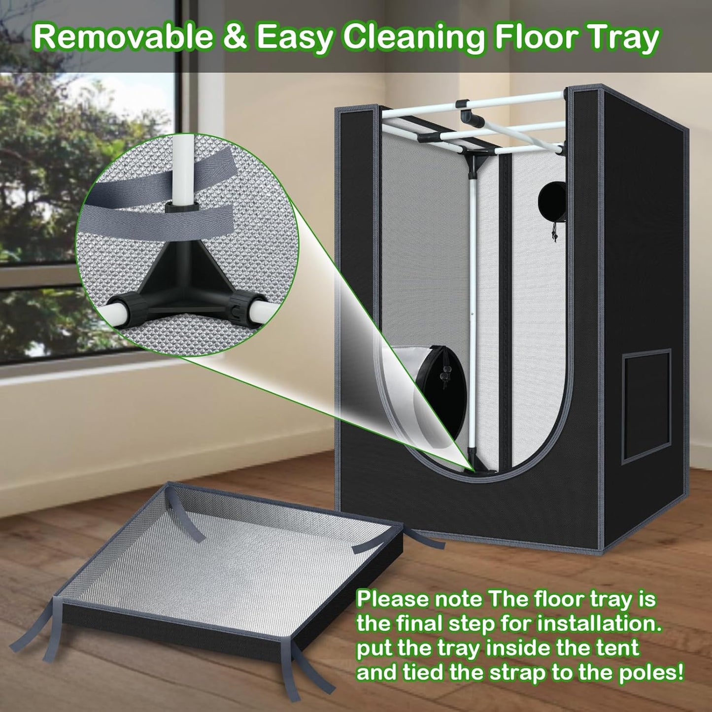 Grow Tent, 18"x18"x32"Grow Tent, Indoor Growing Tent with Observation Windows, Lightproof Tent with Floor Tray, Mylar Hydroponic Tent