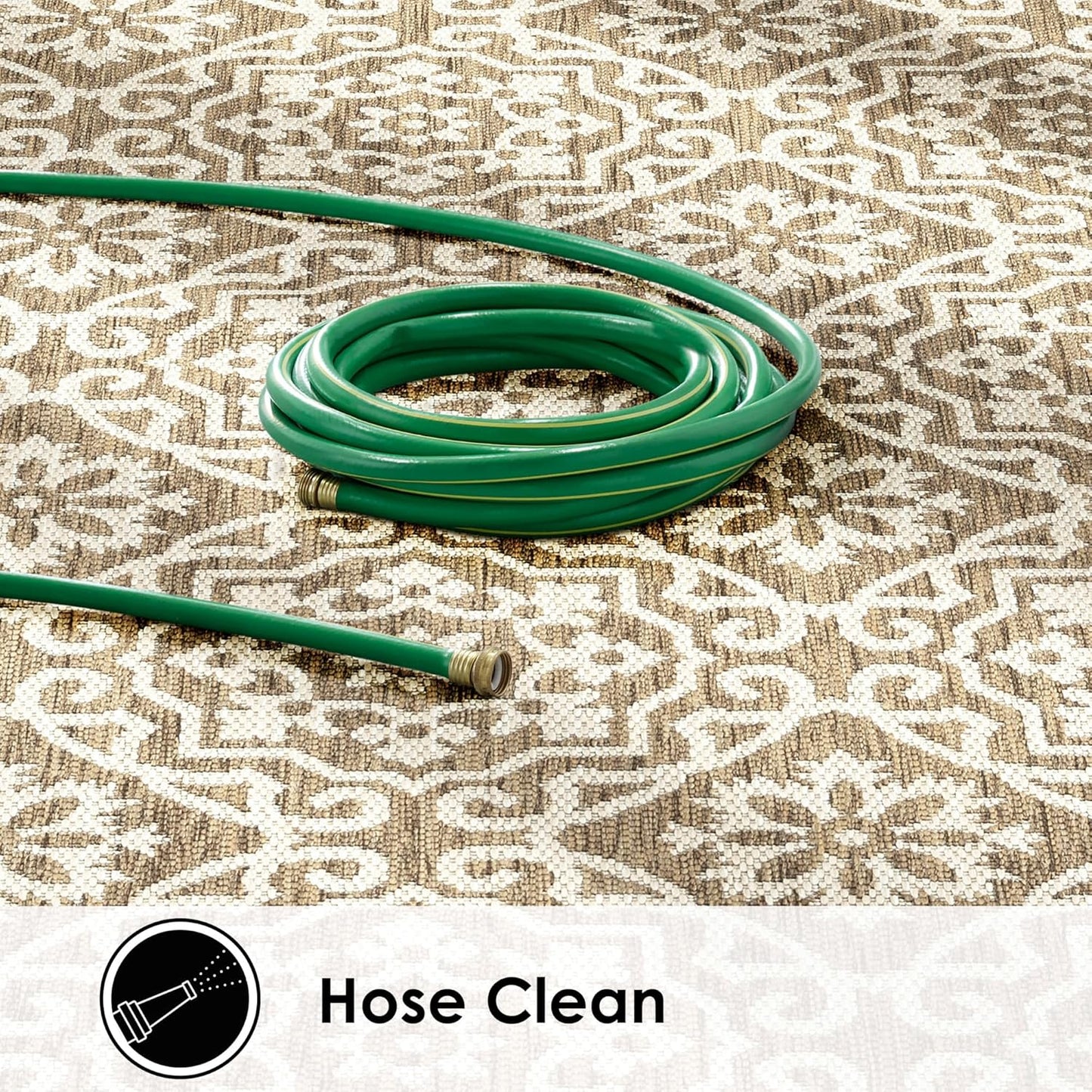 Nicole Miller New York Patio Country Julia Transitional Geometric Indoor/Outdoor Area Rug, Brown/Beige, 5'2"x7'2"