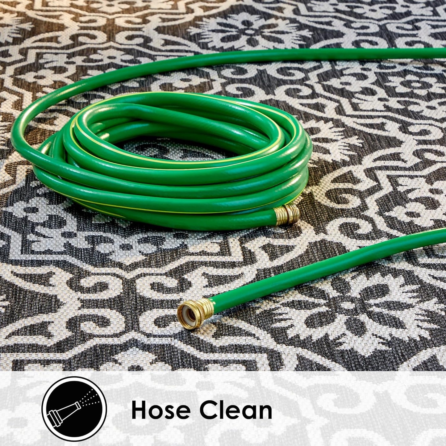 Nicole Miller New York Patio Country Julia Transitional Geometric Indoor/Outdoor Area Rug, Black/Grey, 5'2"x7'2"