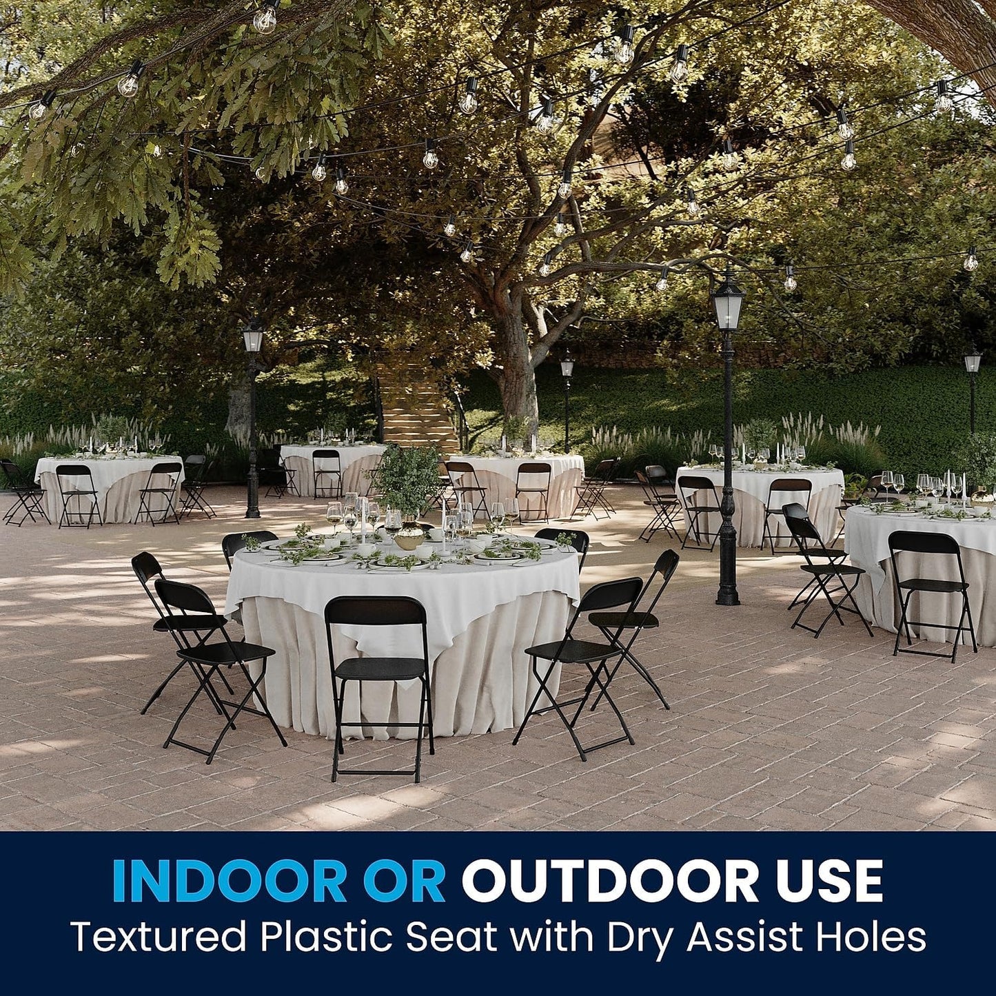 Flash Furniture Hercules Series Plastic Folding Chair - Black - 650LB Weight Capacity Comfortable Event Chair - Lightweight Folding Chair