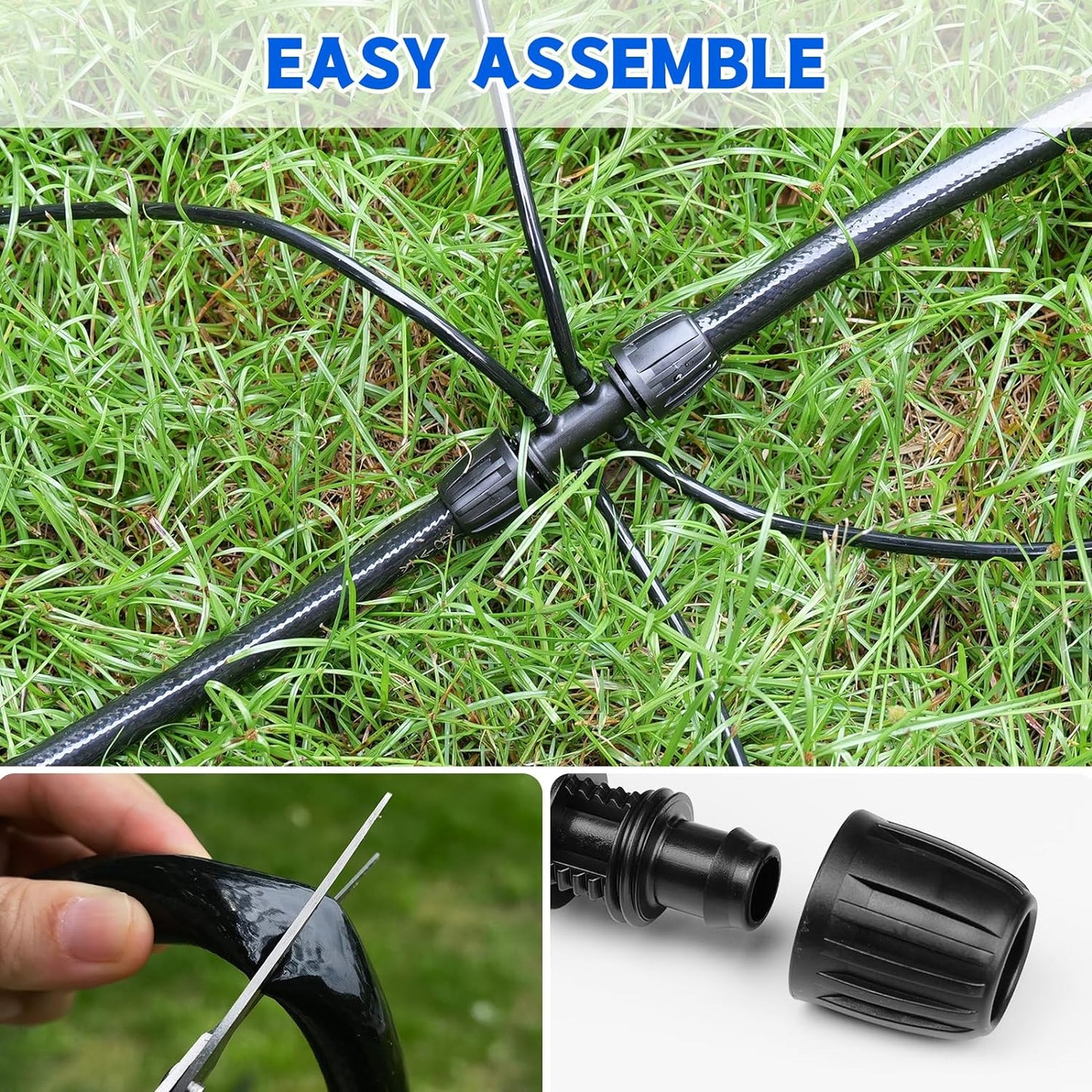 50 FT 1/2 Inch Drip Irrigation Tubing Main Drip Line Hose Tube for Garden Watering Landscape Irrigation System (Includes 2 Pack 6-Way Connector and 1/2" Straight Connector)