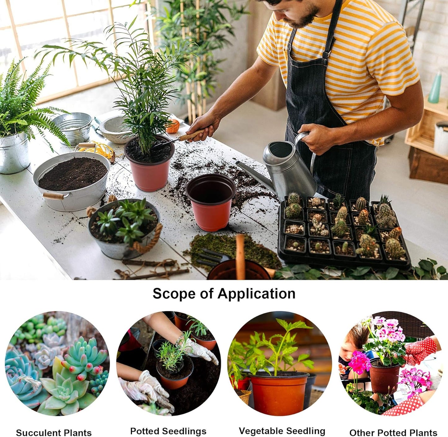 Augshy Nursery Pot, 110 Pcs 4" Plastic Plants Pot,Seed Starting Pots, Indoor Outdoor Seeding pots