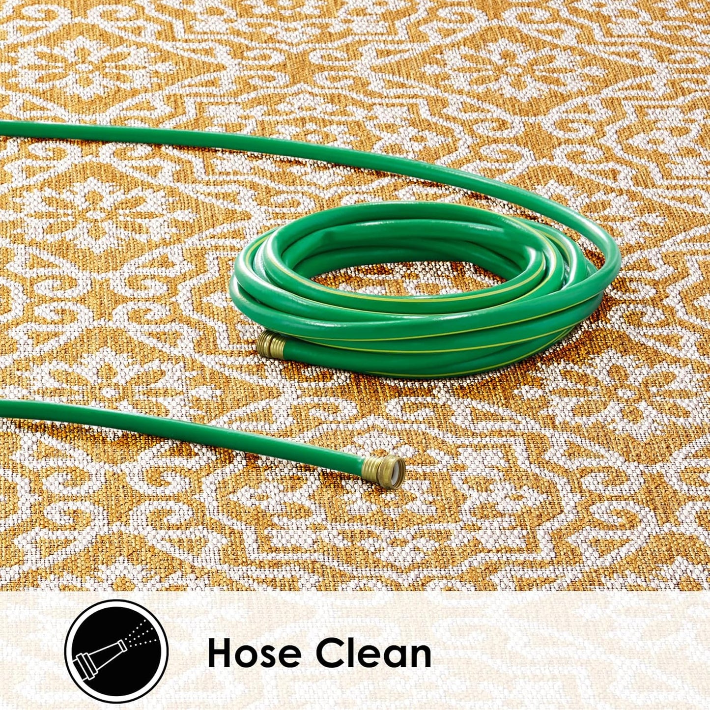 Nicole Miller New York Patio Country Julia Transitional Geometric Indoor/Outdoor Area Rug, Yellow/White, 5'2"x7'2"