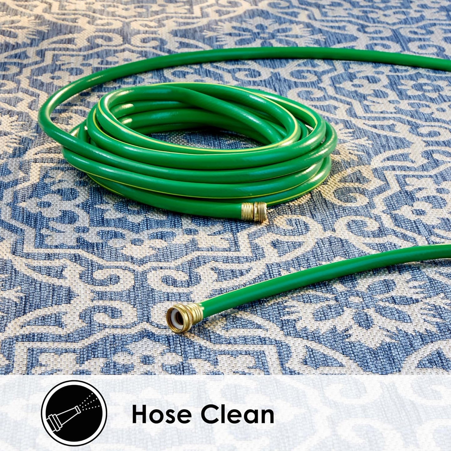 Nicole Miller New York Patio Country Julia Transitional Geometric Indoor/Outdoor Area Rug, Blue/Grey, 3'11"x5'2"